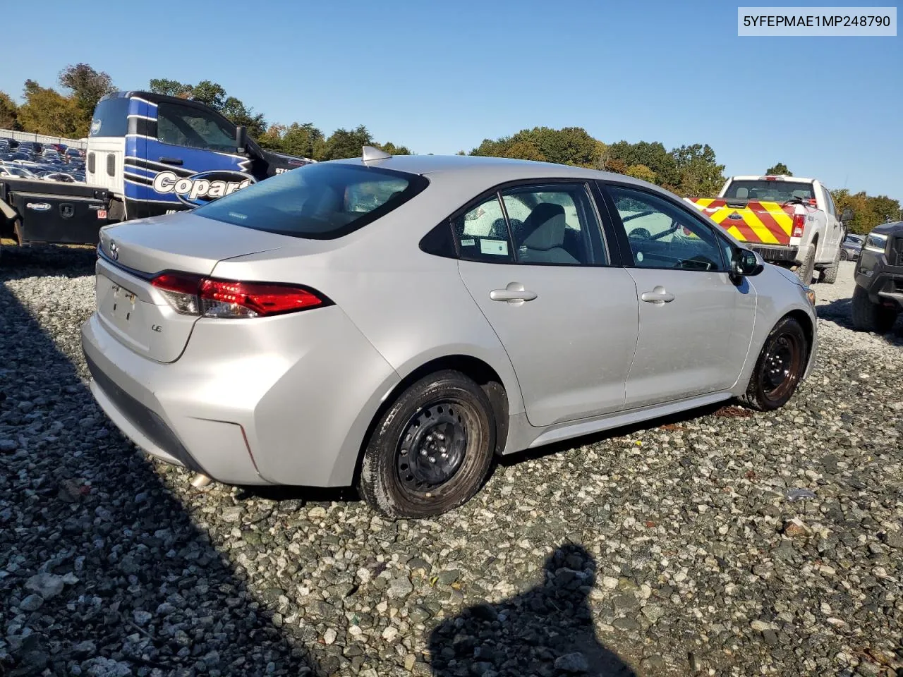 2021 Toyota Corolla Le VIN: 5YFEPMAE1MP248790 Lot: 76951874