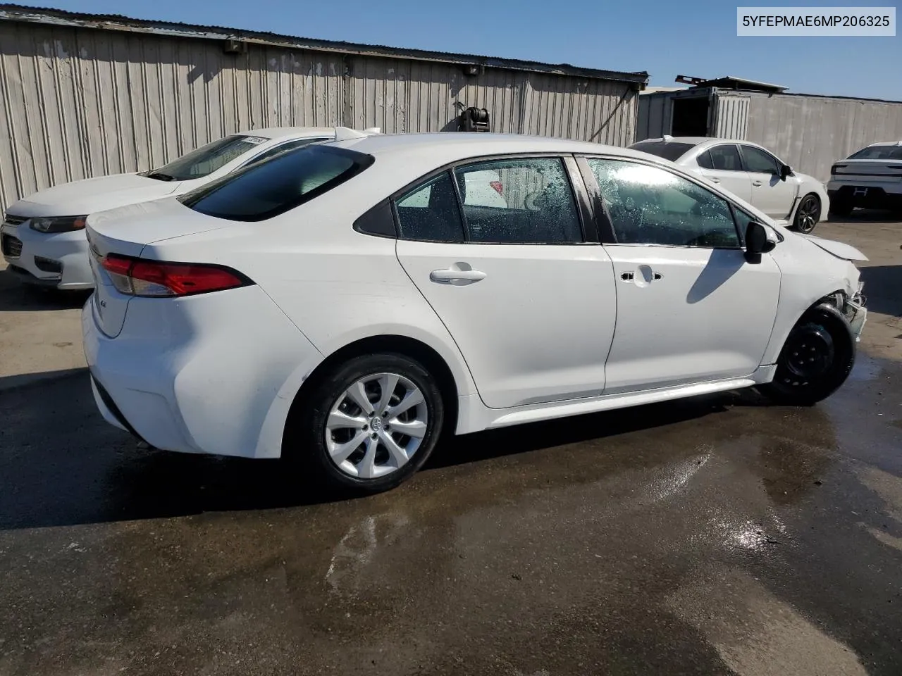 2021 Toyota Corolla Le VIN: 5YFEPMAE6MP206325 Lot: 77105064