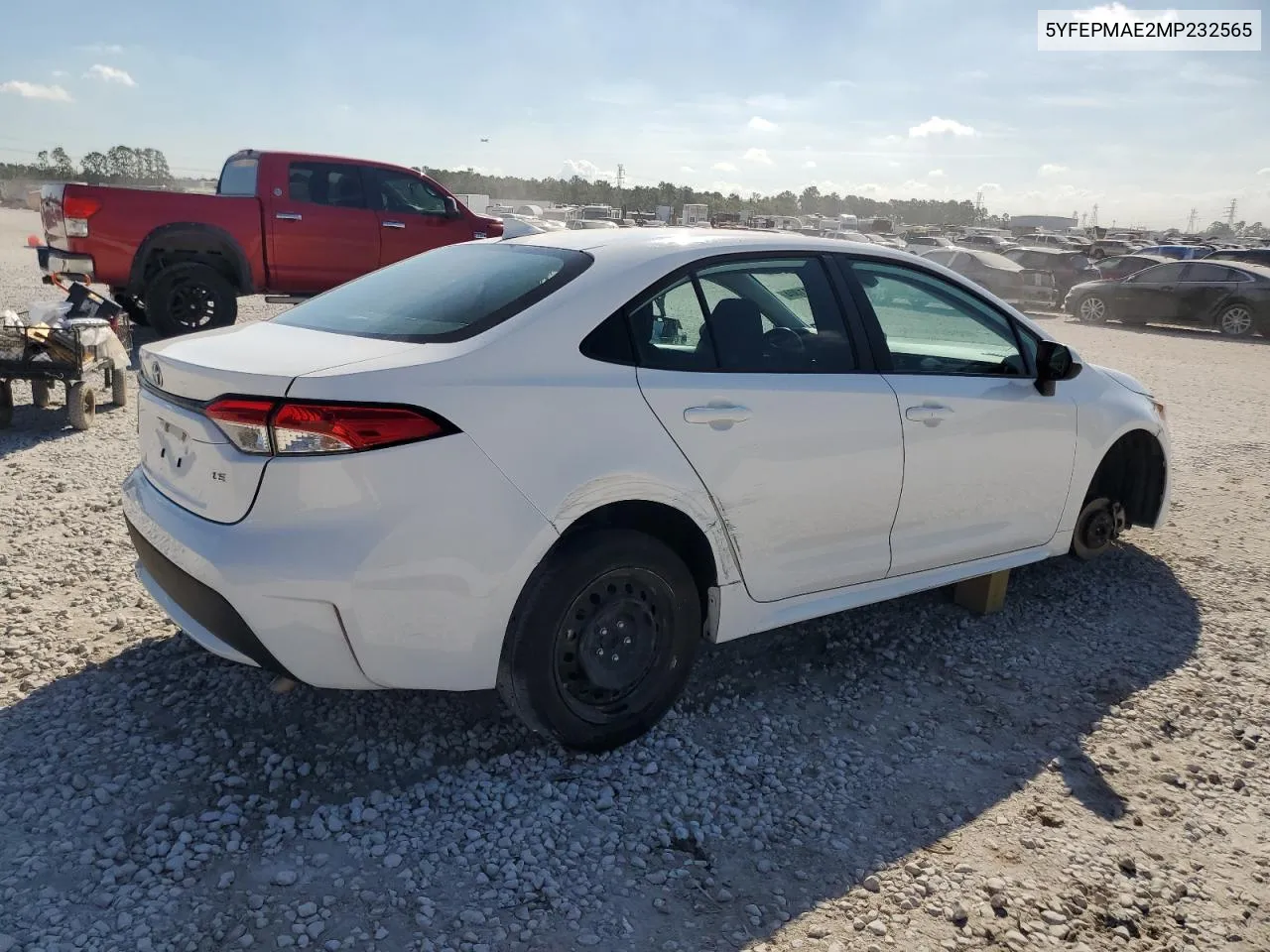 2021 Toyota Corolla Le VIN: 5YFEPMAE2MP232565 Lot: 77211304