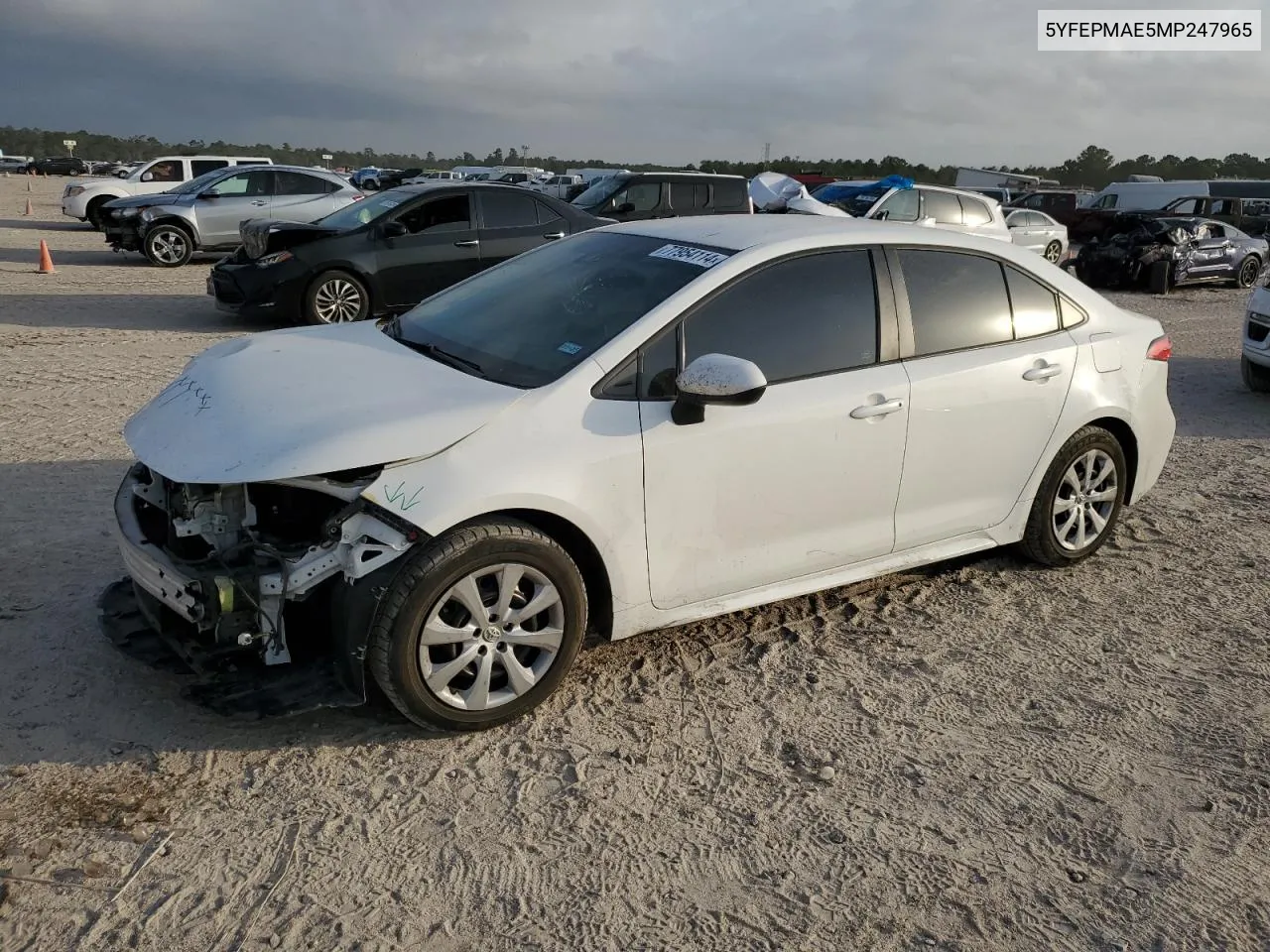 2021 Toyota Corolla Le VIN: 5YFEPMAE5MP247965 Lot: 77954114