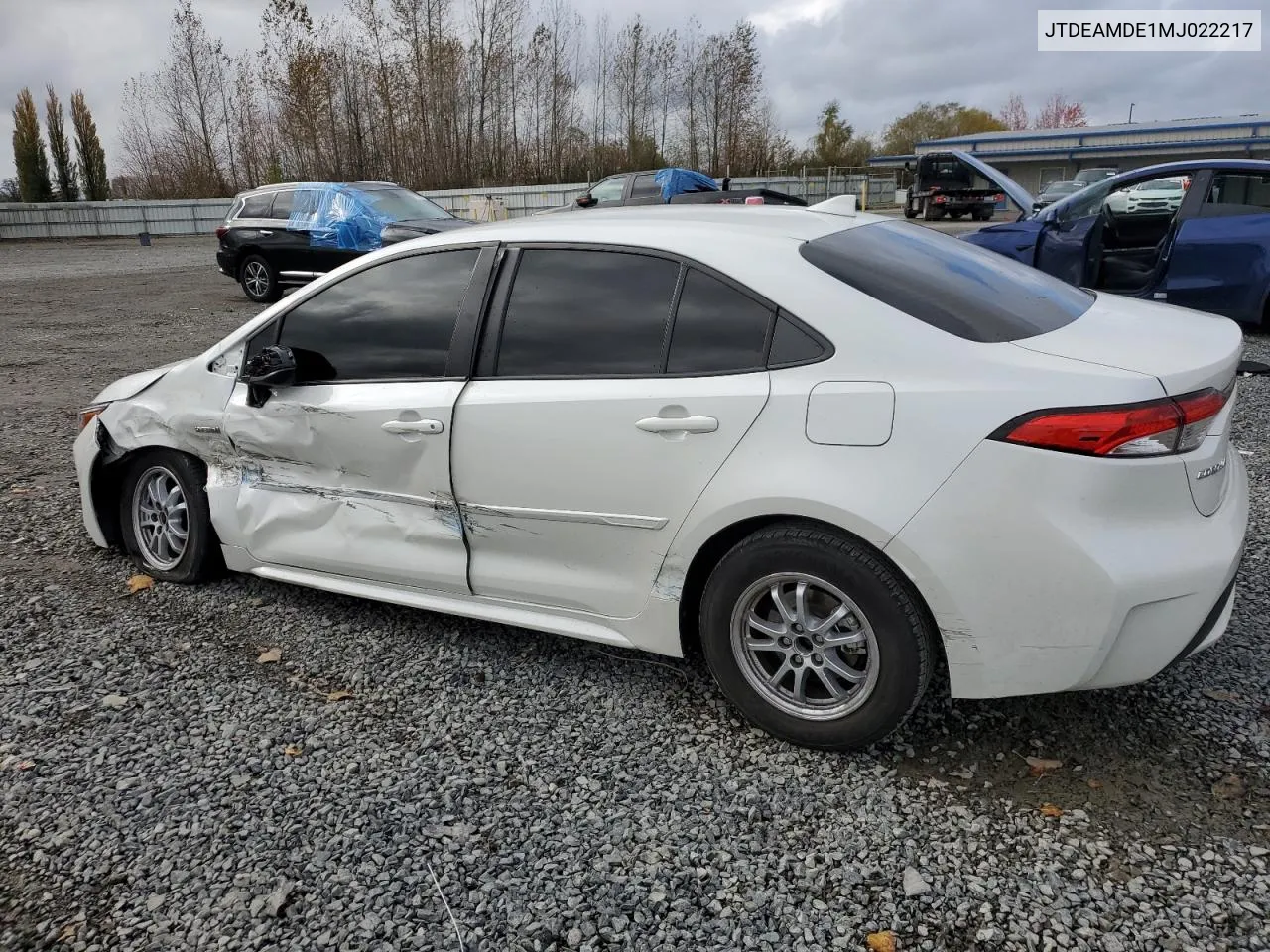 2021 Toyota Corolla Le VIN: JTDEAMDE1MJ022217 Lot: 78638564