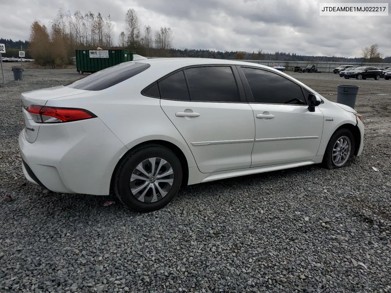 2021 Toyota Corolla Le VIN: JTDEAMDE1MJ022217 Lot: 78638564