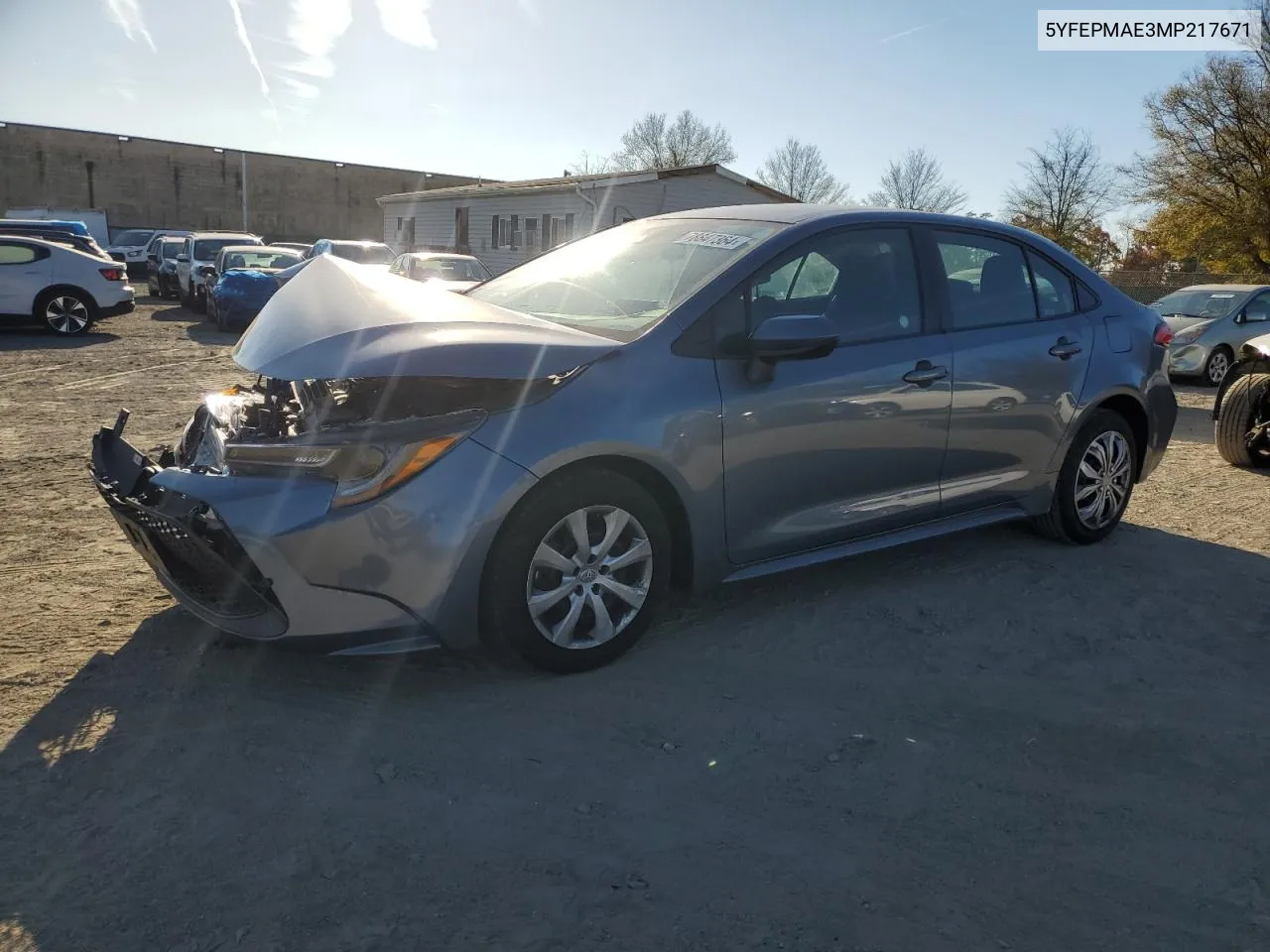 2021 Toyota Corolla Le VIN: 5YFEPMAE3MP217671 Lot: 78847364