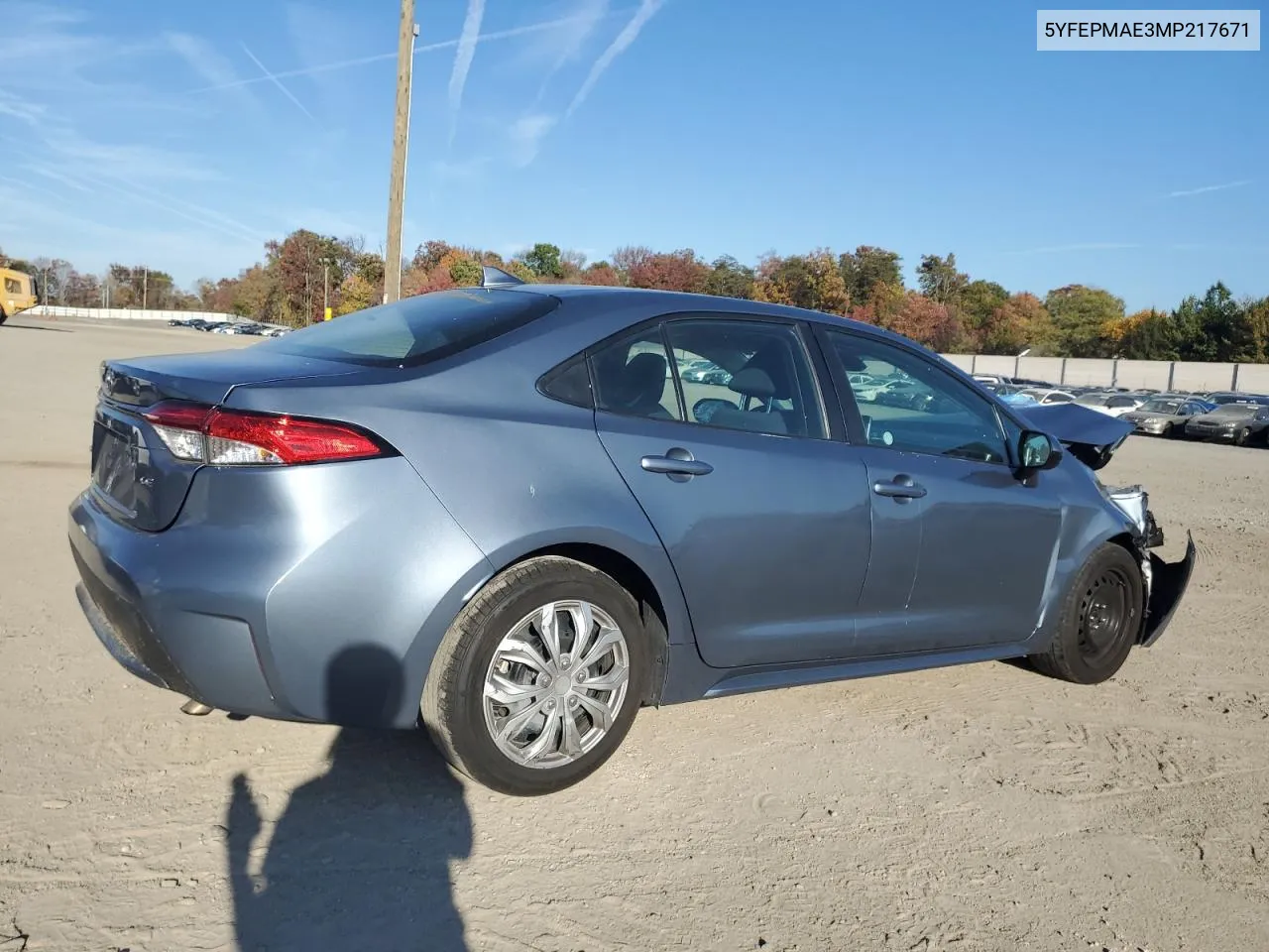 2021 Toyota Corolla Le VIN: 5YFEPMAE3MP217671 Lot: 78847364