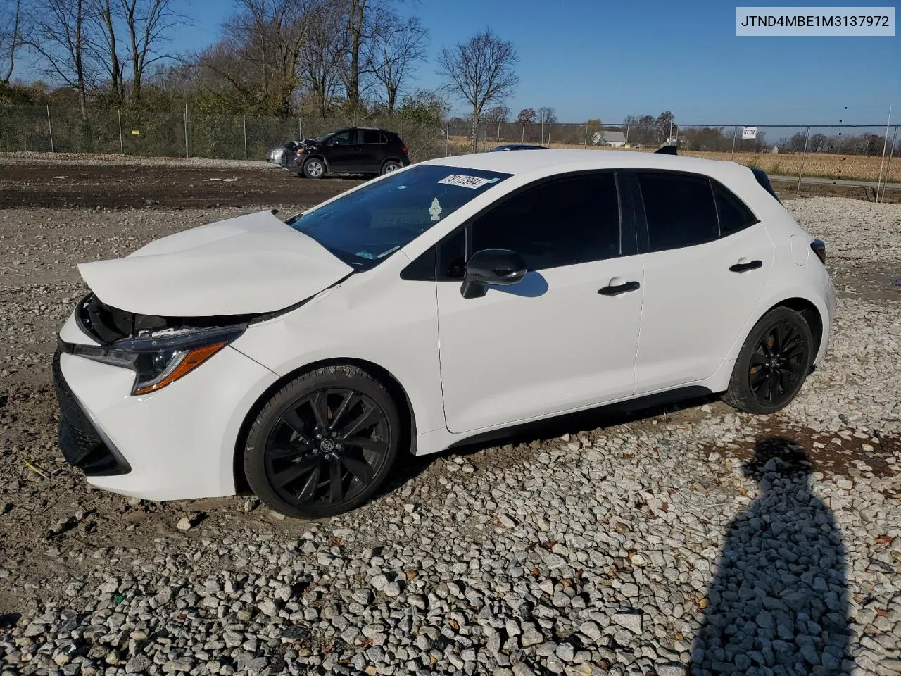 2021 Toyota Corolla Se VIN: JTND4MBE1M3137972 Lot: 79172994