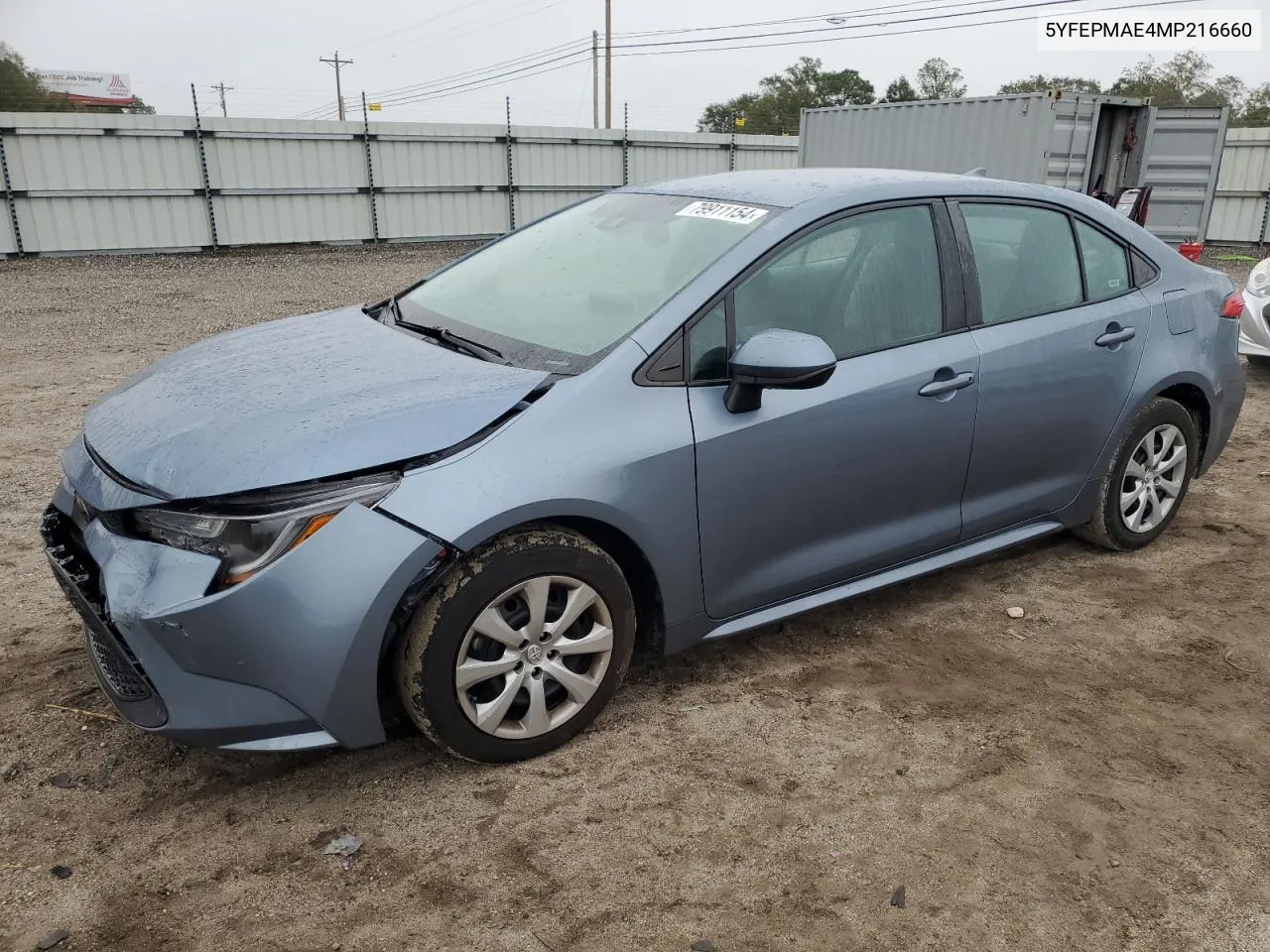 2021 Toyota Corolla Le VIN: 5YFEPMAE4MP216660 Lot: 79911154