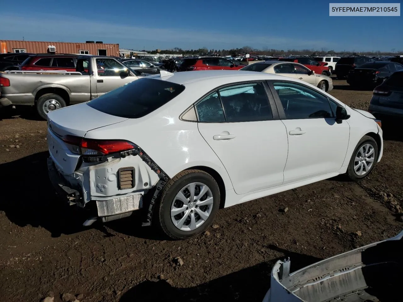 2021 Toyota Corolla Le VIN: 5YFEPMAE7MP210545 Lot: 79914954