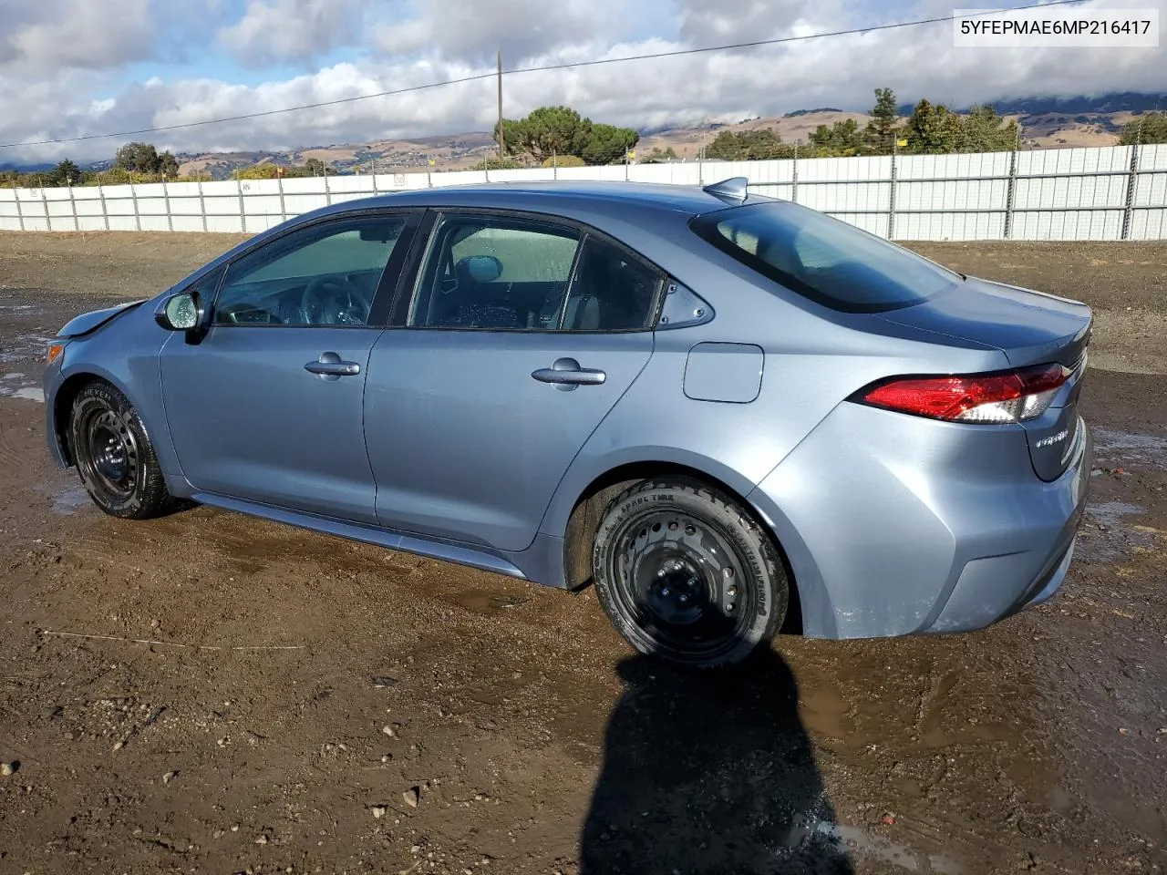 2021 Toyota Corolla Le VIN: 5YFEPMAE6MP216417 Lot: 80386114