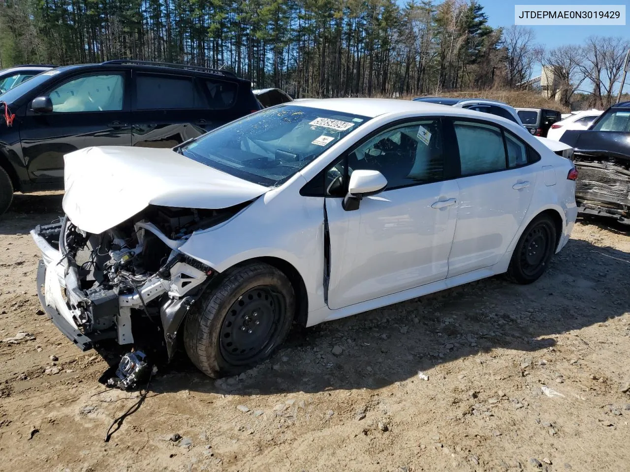 2022 Toyota Corolla Le VIN: JTDEPMAE0N3019429 Lot: 50854094