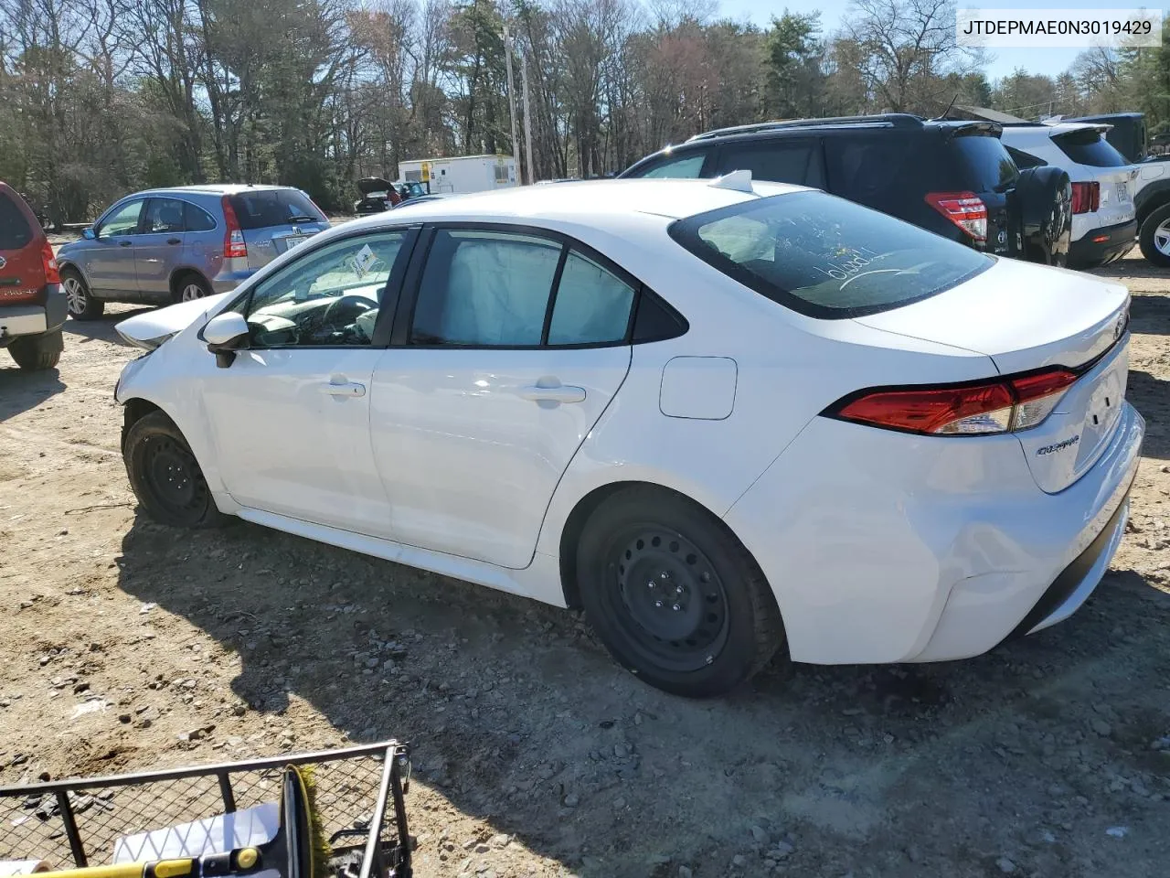 2022 Toyota Corolla Le VIN: JTDEPMAE0N3019429 Lot: 50854094