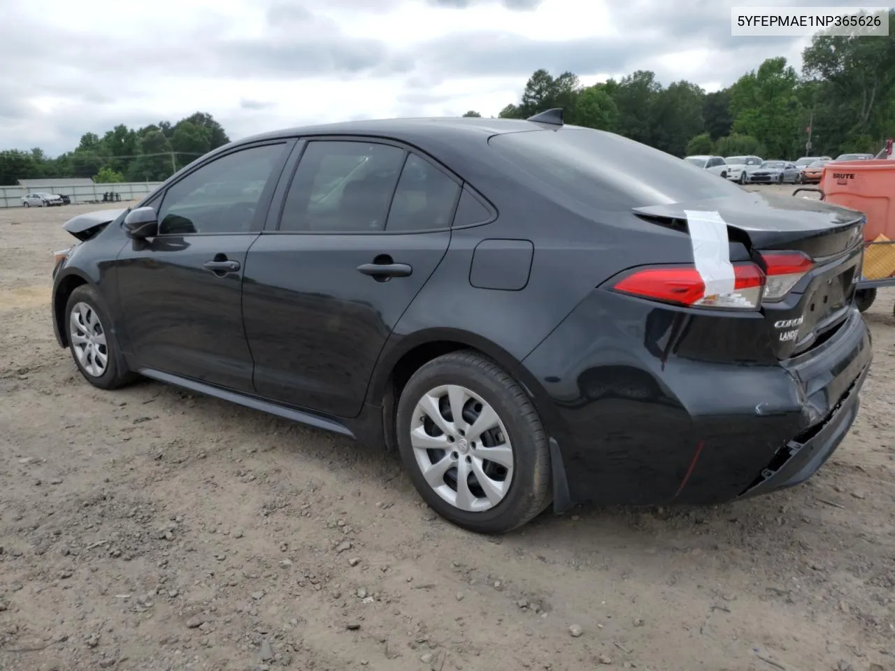 2022 Toyota Corolla Le VIN: 5YFEPMAE1NP365626 Lot: 54879414