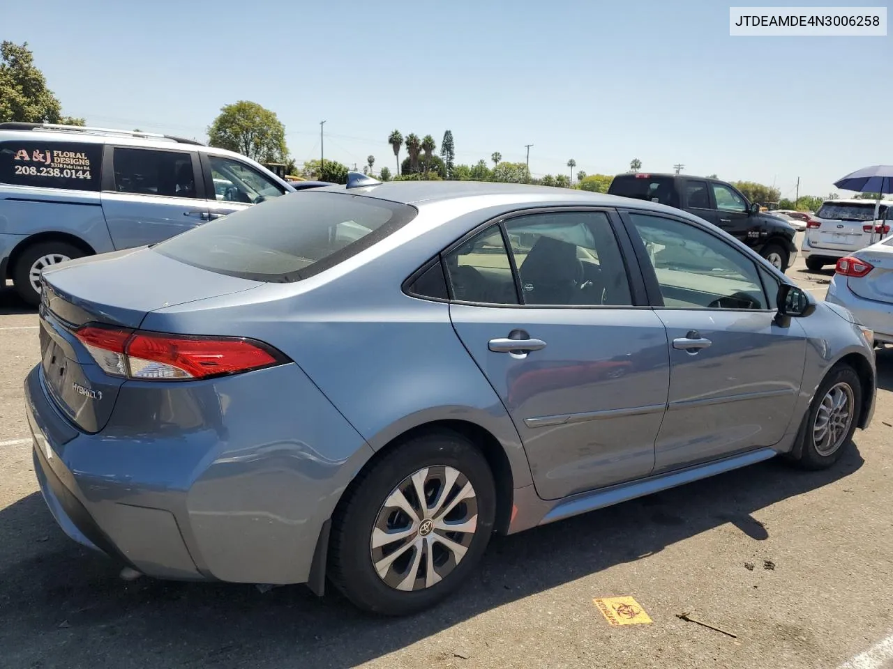 2022 Toyota Corolla Le VIN: JTDEAMDE4N3006258 Lot: 61315024