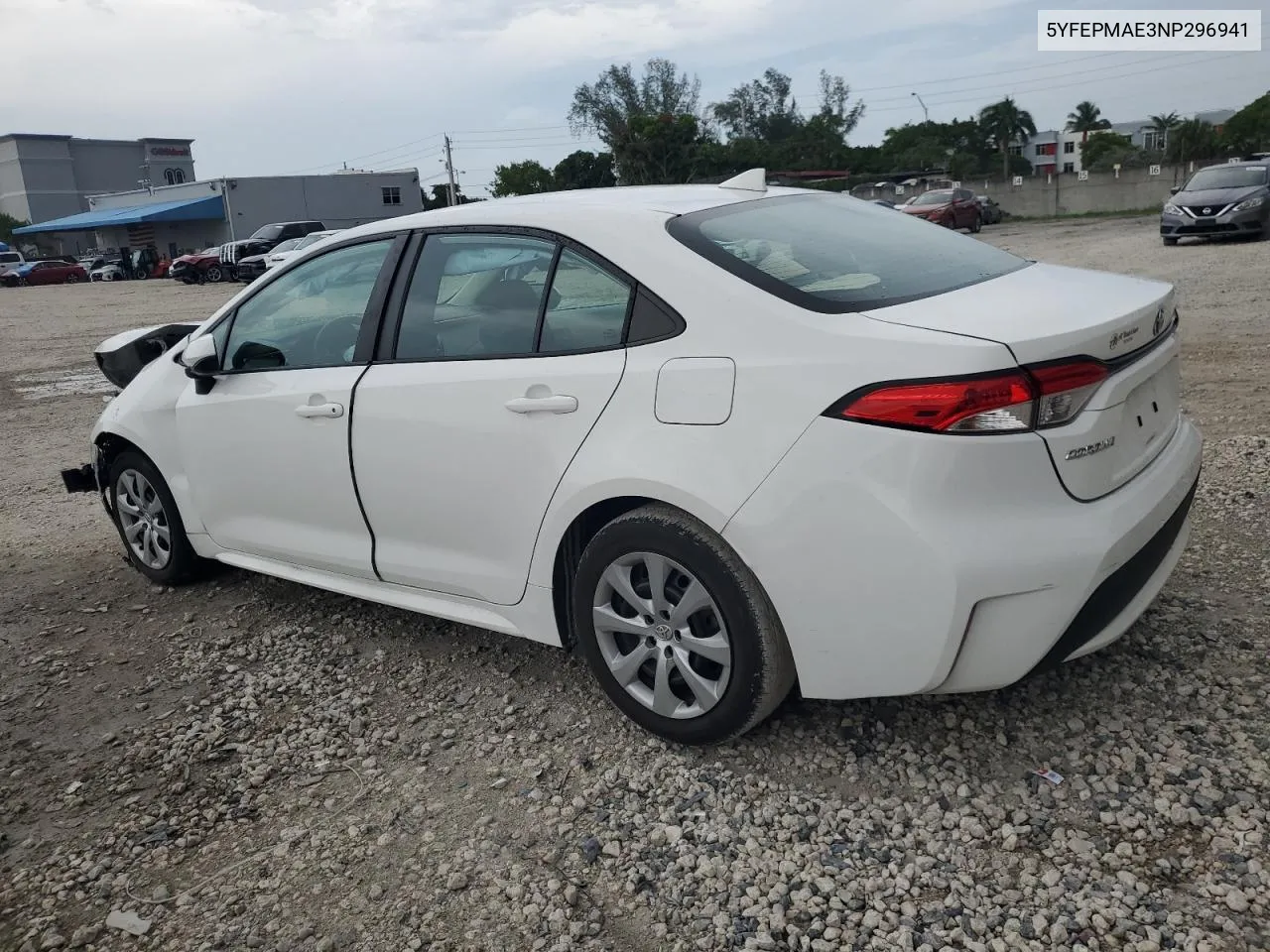 2022 Toyota Corolla Le VIN: 5YFEPMAE3NP296941 Lot: 68059074