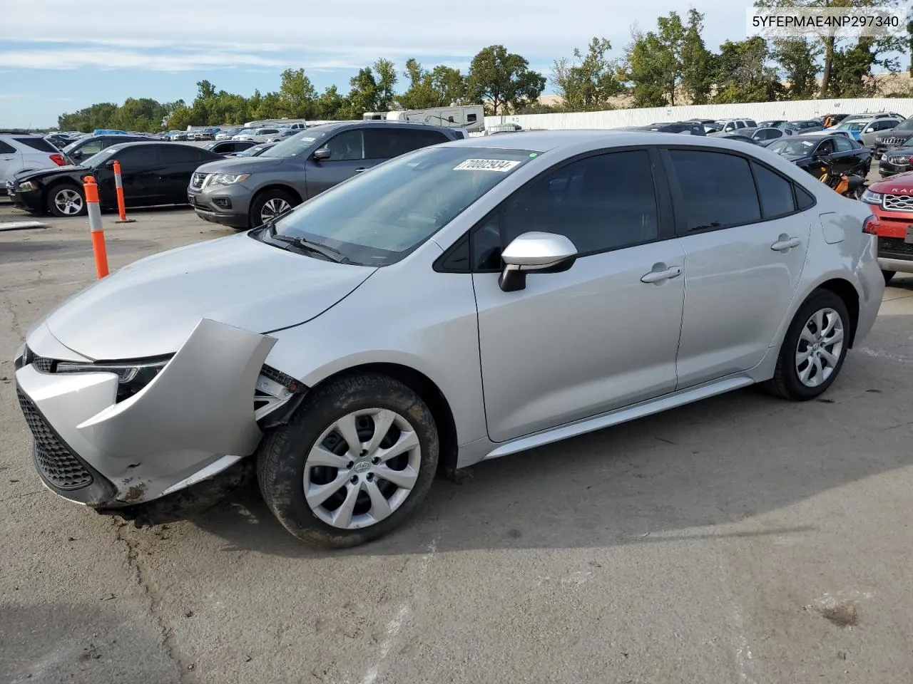 2022 Toyota Corolla Le VIN: 5YFEPMAE4NP297340 Lot: 70002934