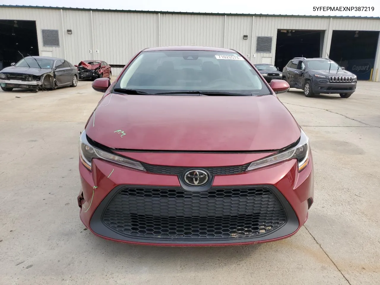 2022 Toyota Corolla Le VIN: 5YFEPMAEXNP387219 Lot: 71020574