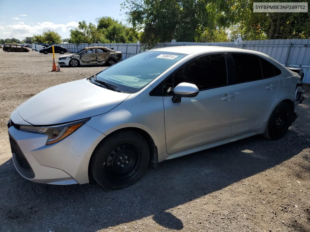 2022 Toyota Corolla Le VIN: 5YFBPMBE3NP389752 Lot: 71086914