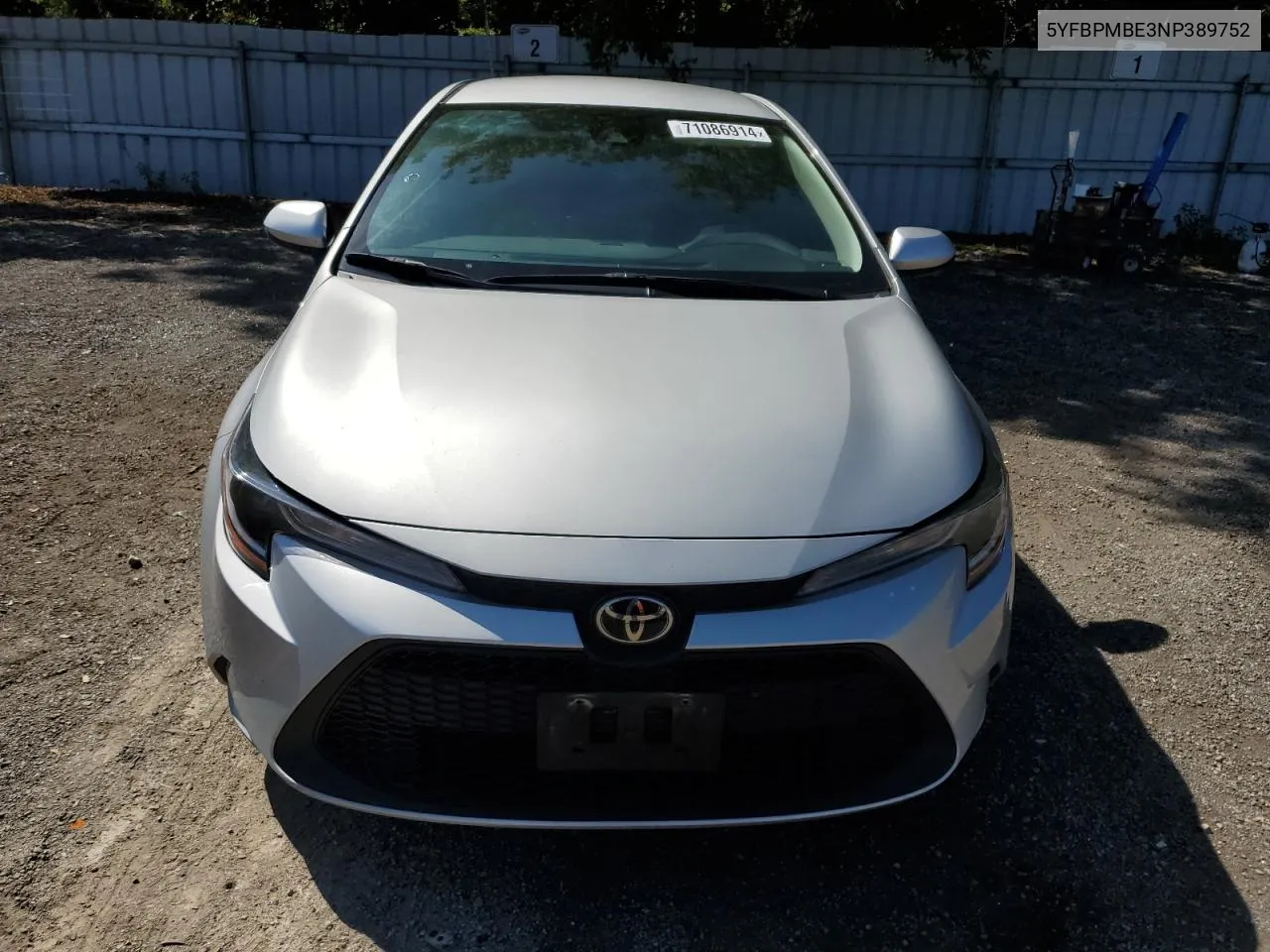 2022 Toyota Corolla Le VIN: 5YFBPMBE3NP389752 Lot: 71086914