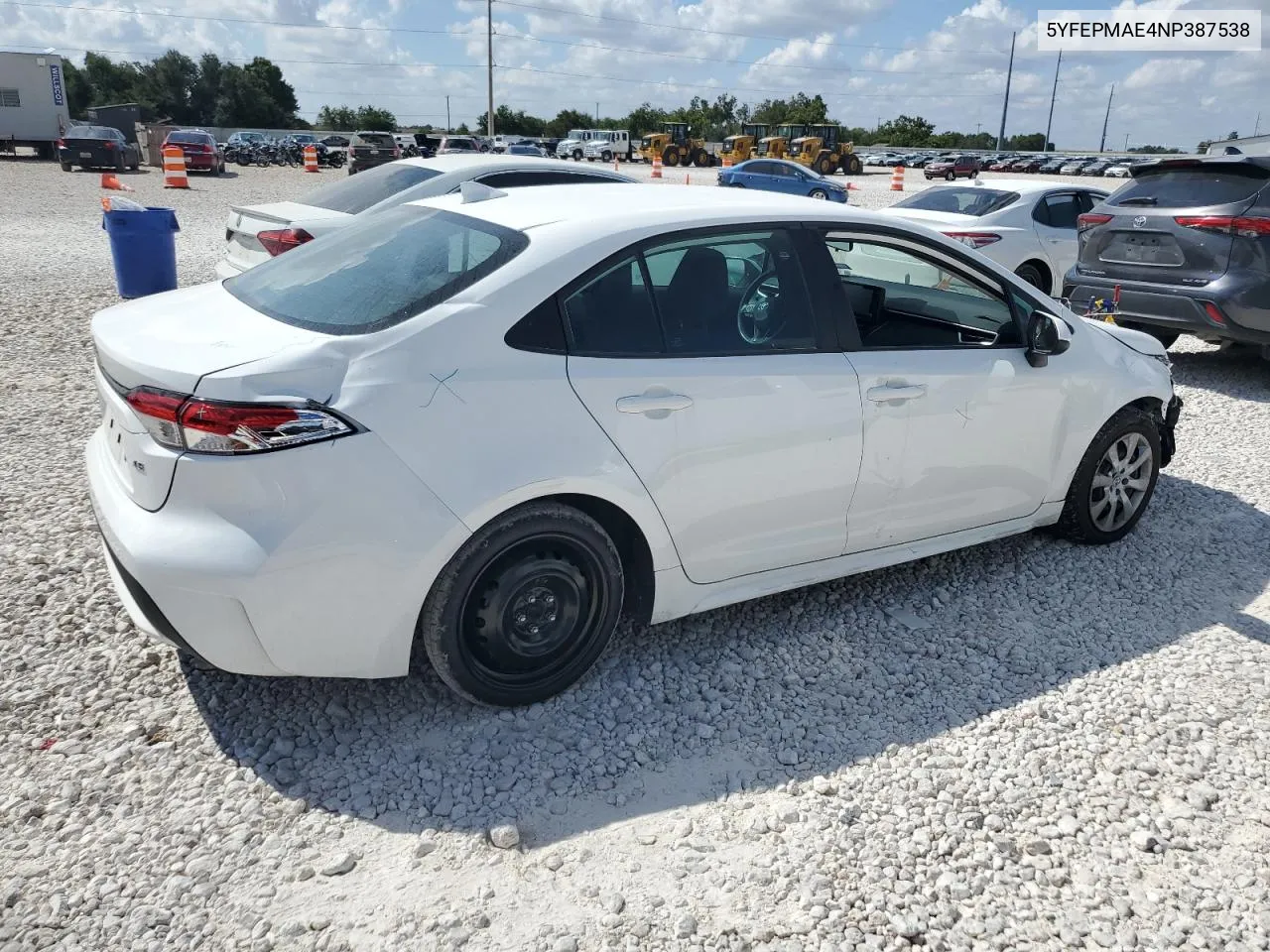 2022 Toyota Corolla Le VIN: 5YFEPMAE4NP387538 Lot: 71833264