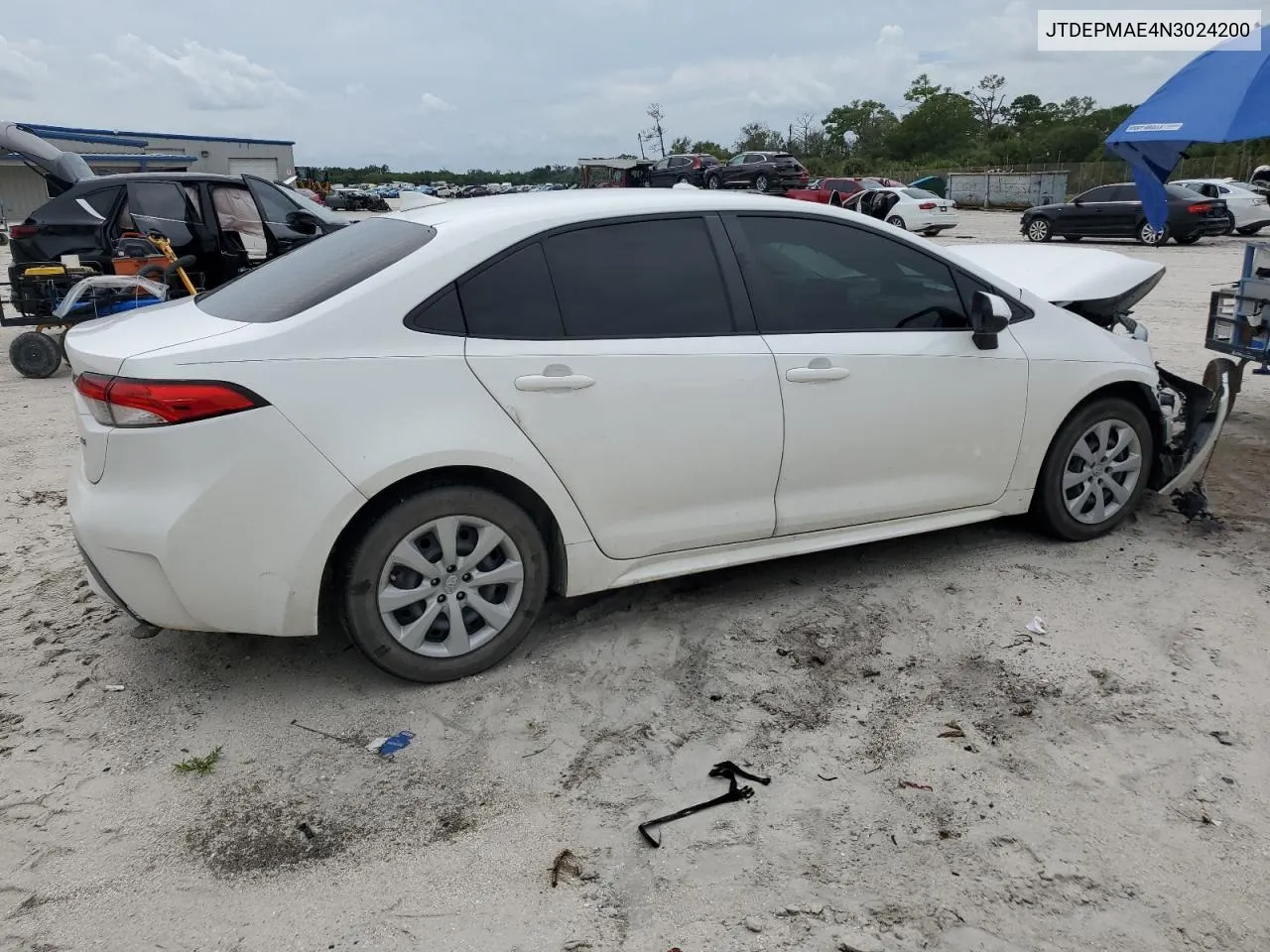 2022 Toyota Corolla Le VIN: JTDEPMAE4N3024200 Lot: 72007354