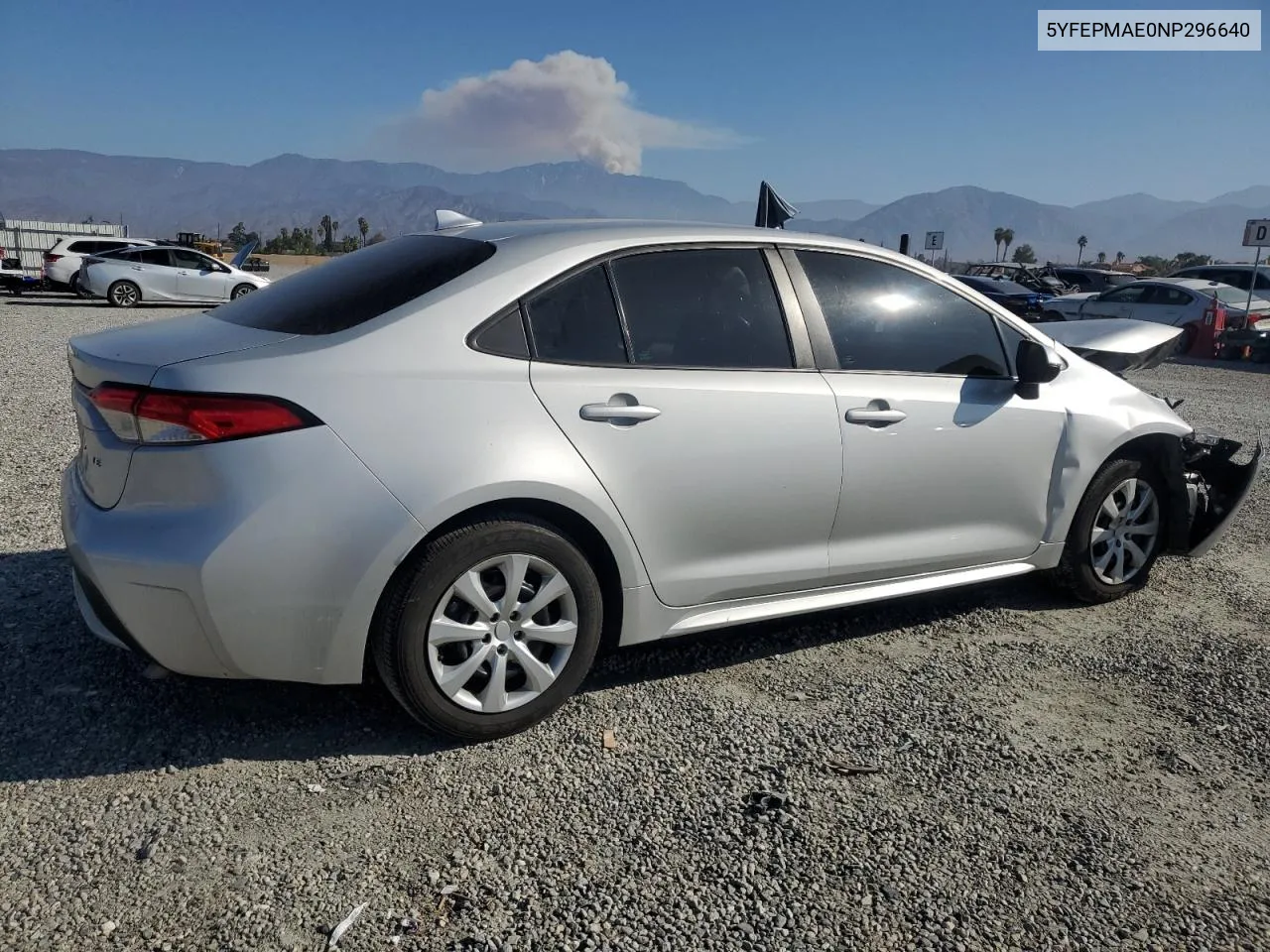 2022 Toyota Corolla Le VIN: 5YFEPMAE0NP296640 Lot: 73161354