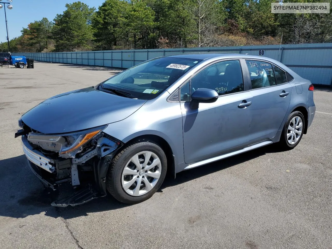 2022 Toyota Corolla Le VIN: 5YFEPMAE7NP382494 Lot: 74210754