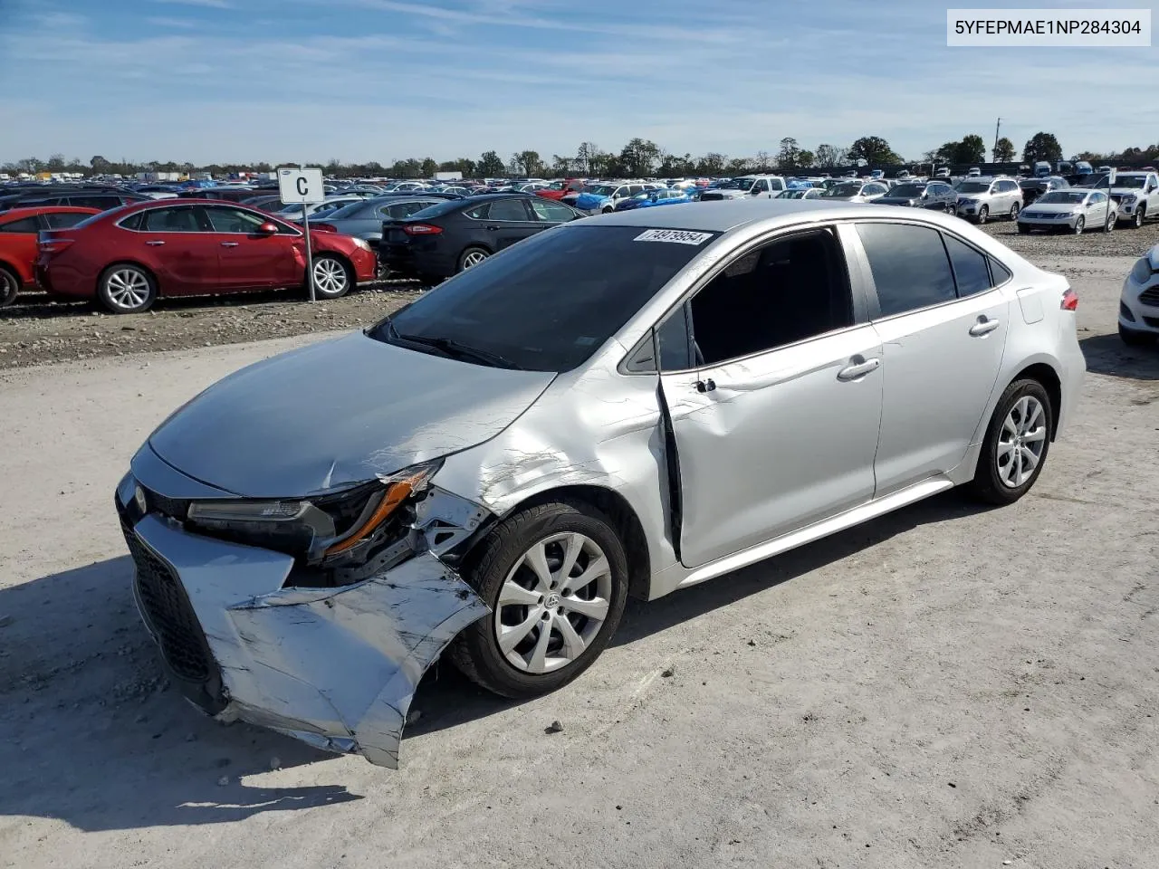 2022 Toyota Corolla Le VIN: 5YFEPMAE1NP284304 Lot: 74979954