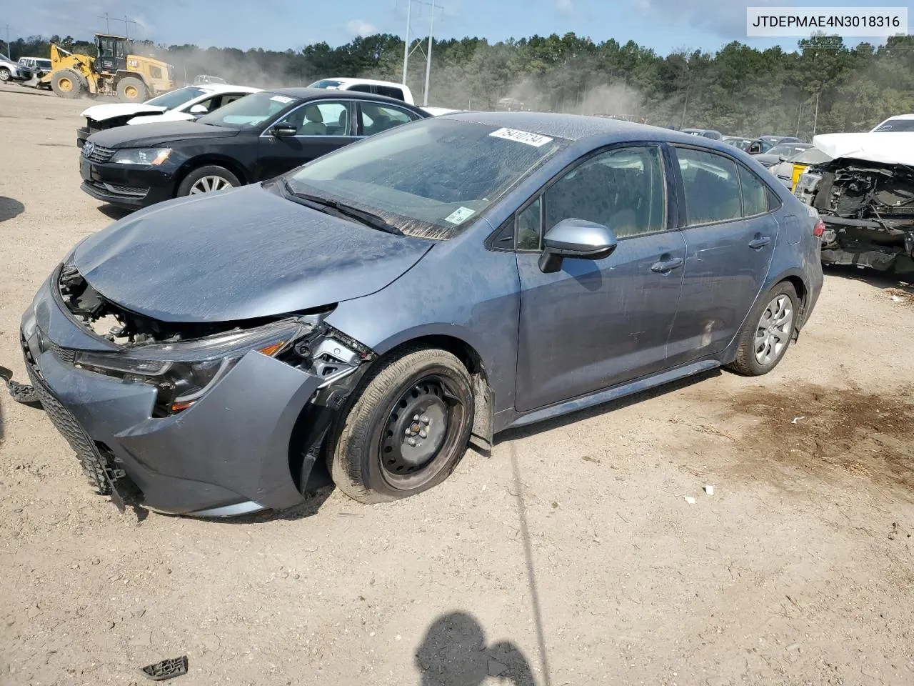 2022 Toyota Corolla Le VIN: JTDEPMAE4N3018316 Lot: 75410734