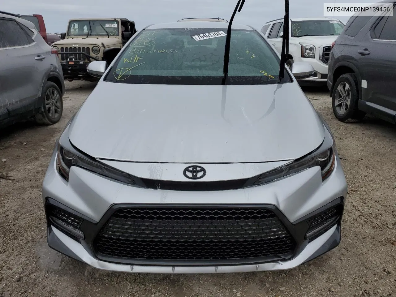 2022 Toyota Corolla Se VIN: 5YFS4MCE0NP139456 Lot: 76455704