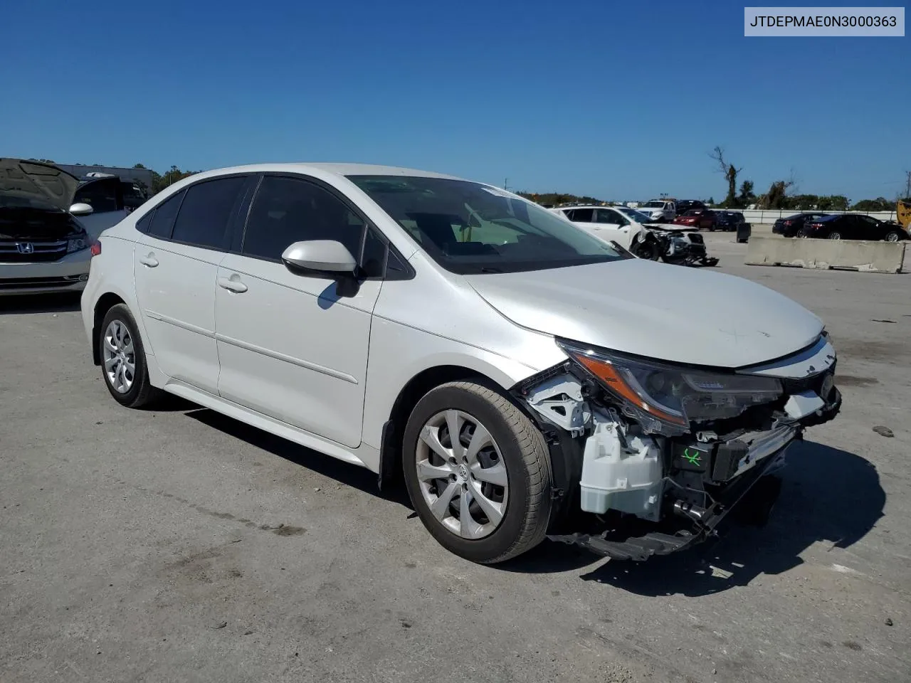 2022 Toyota Corolla Le VIN: JTDEPMAE0N3000363 Lot: 77687204