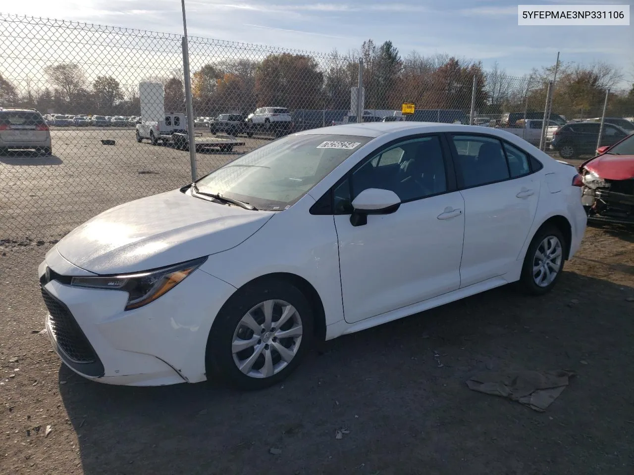 2022 Toyota Corolla Le VIN: 5YFEPMAE3NP331106 Lot: 78256254