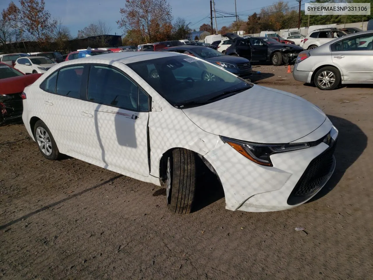 2022 Toyota Corolla Le VIN: 5YFEPMAE3NP331106 Lot: 78256254