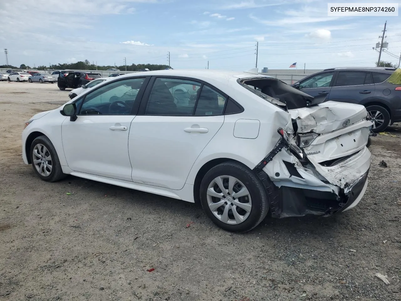 2022 Toyota Corolla Le VIN: 5YFEPMAE8NP374260 Lot: 80336474