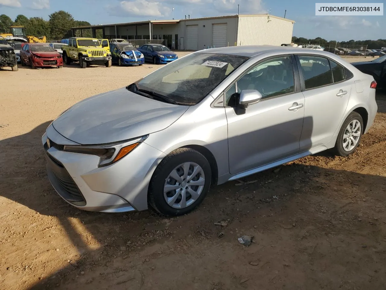 2024 Toyota Corolla Le VIN: JTDBCMFE6R3038144 Lot: 74022824