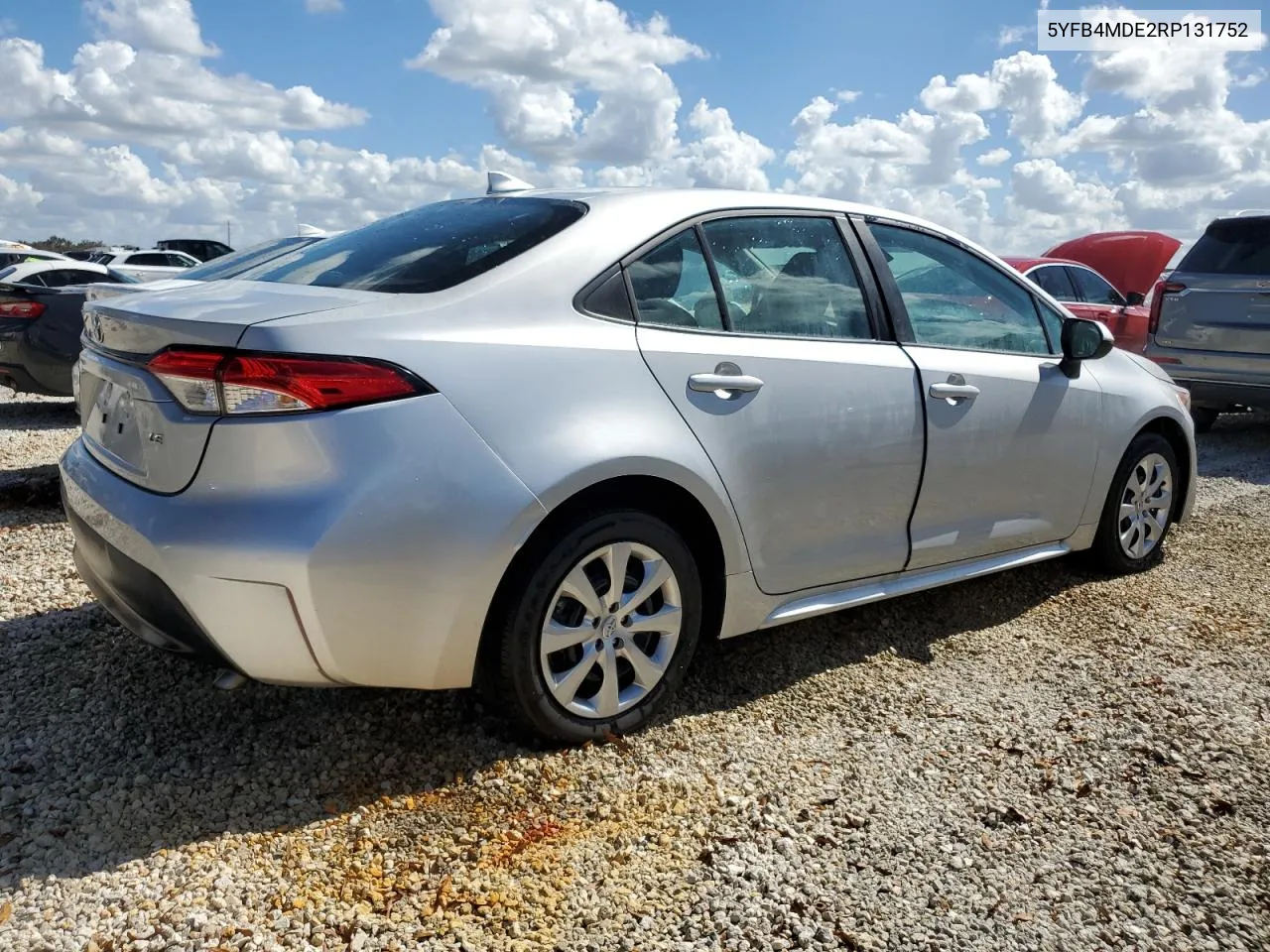 2024 Toyota Corolla Le VIN: 5YFB4MDE2RP131752 Lot: 74904914