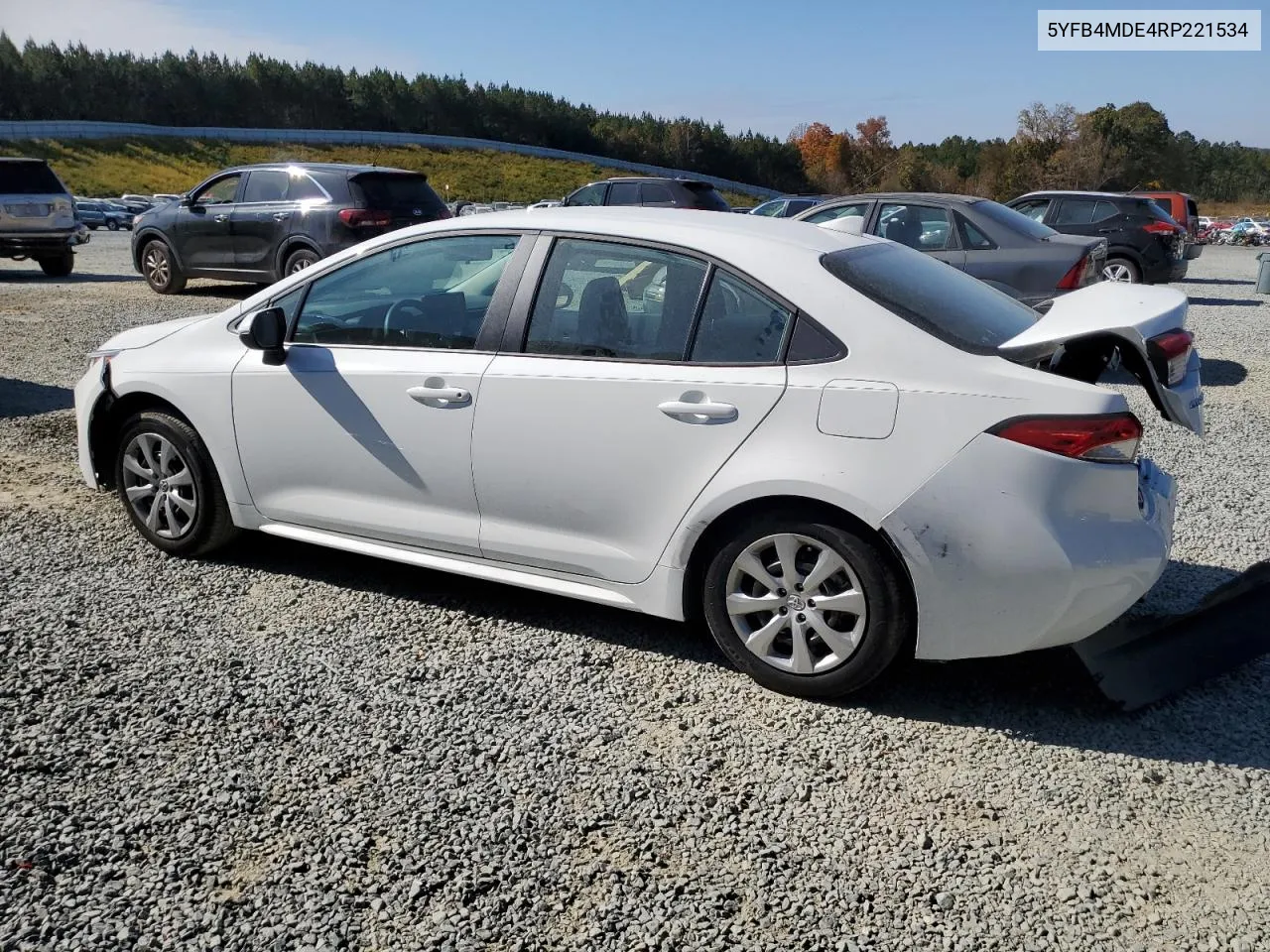 2024 Toyota Corolla Le VIN: 5YFB4MDE4RP221534 Lot: 40746804