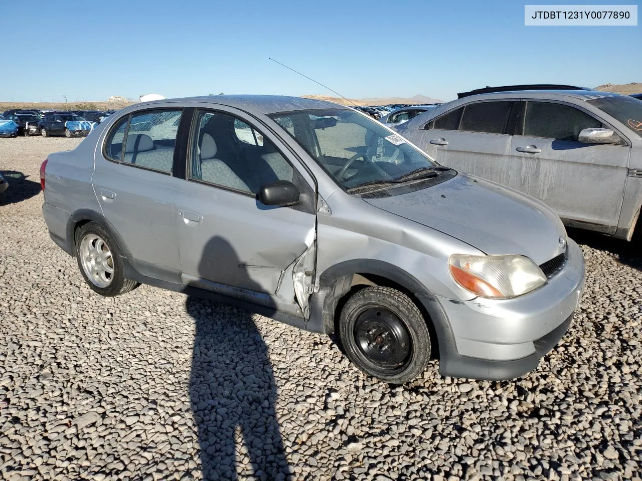 2000 Toyota Echo VIN: JTDBT1231Y0077890 Lot: 79546754