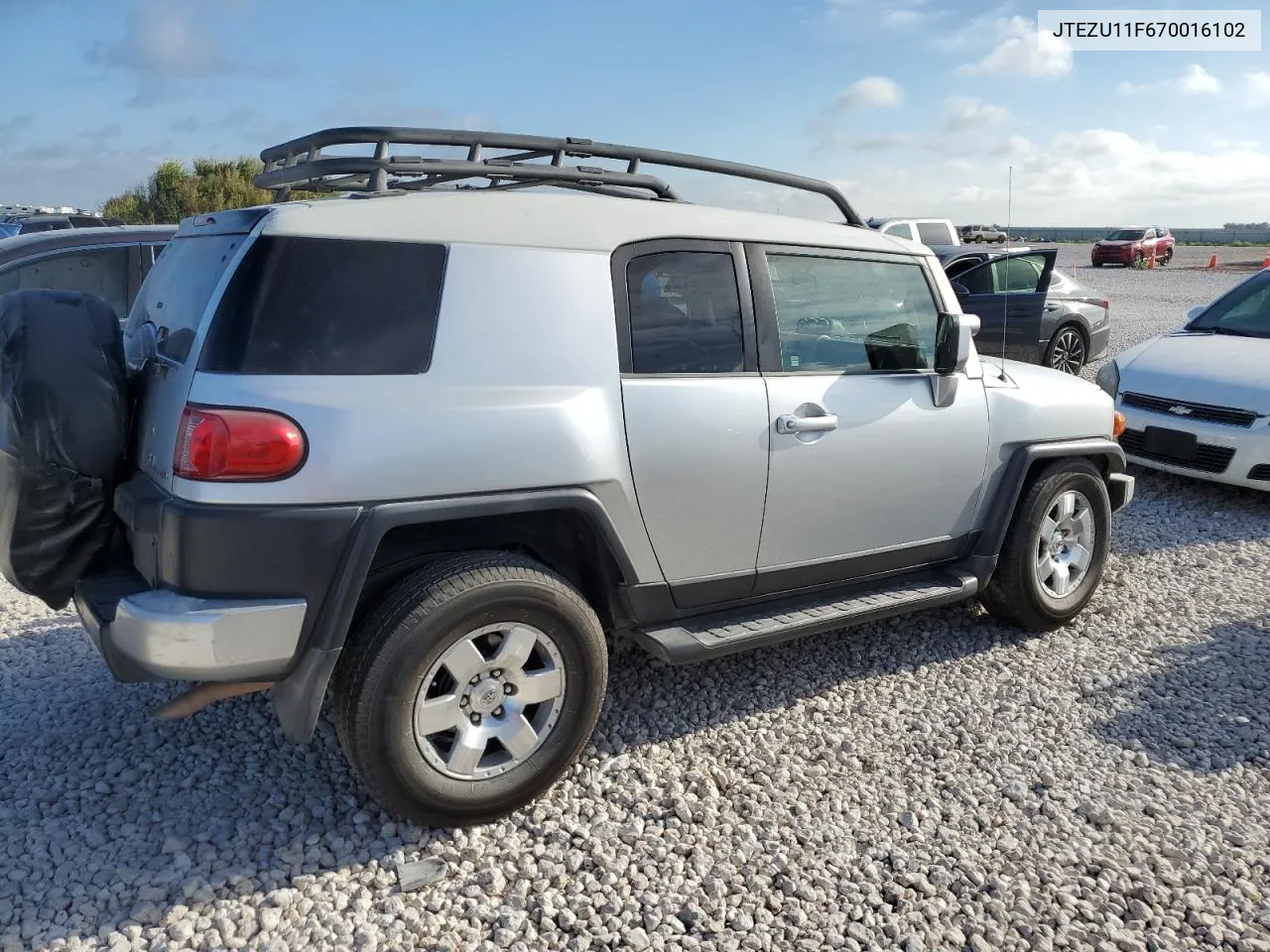 2007 Toyota Fj Cruiser VIN: JTEZU11F670016102 Lot: 67150404