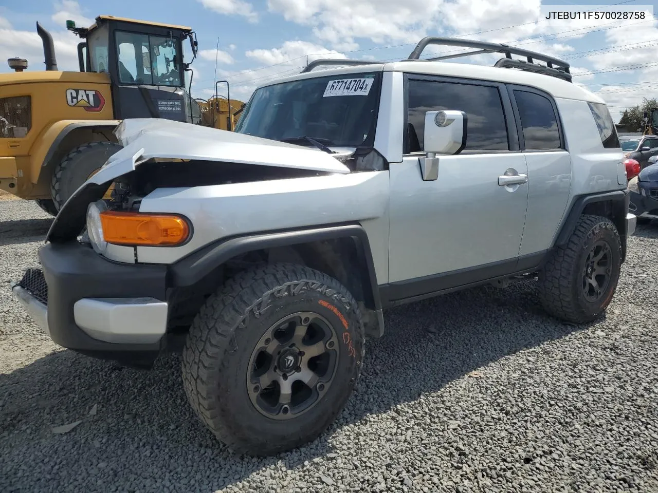 2007 Toyota Fj Cruiser VIN: JTEBU11F570028758 Lot: 67714704