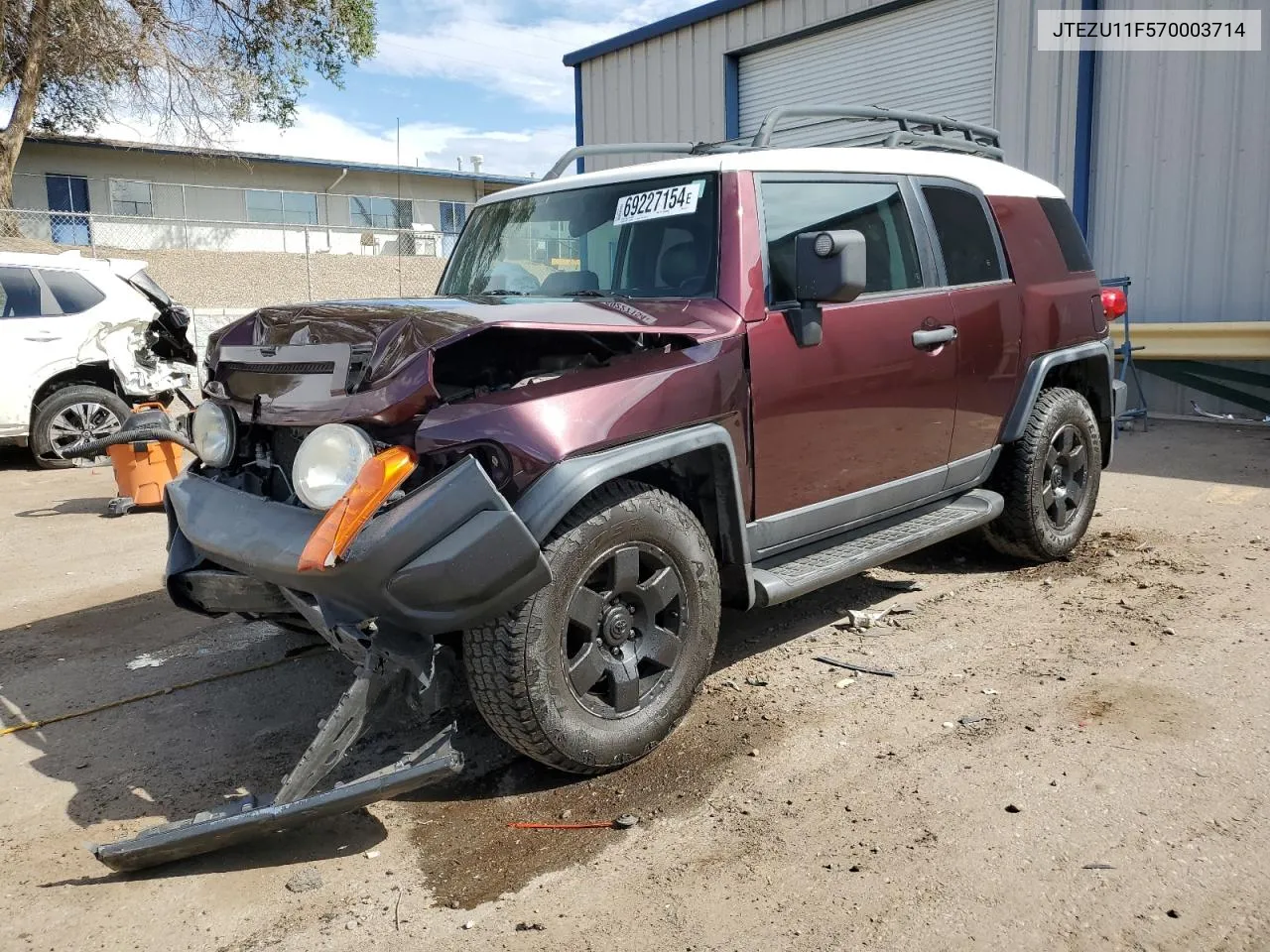 2007 Toyota Fj Cruiser VIN: JTEZU11F570003714 Lot: 69227154