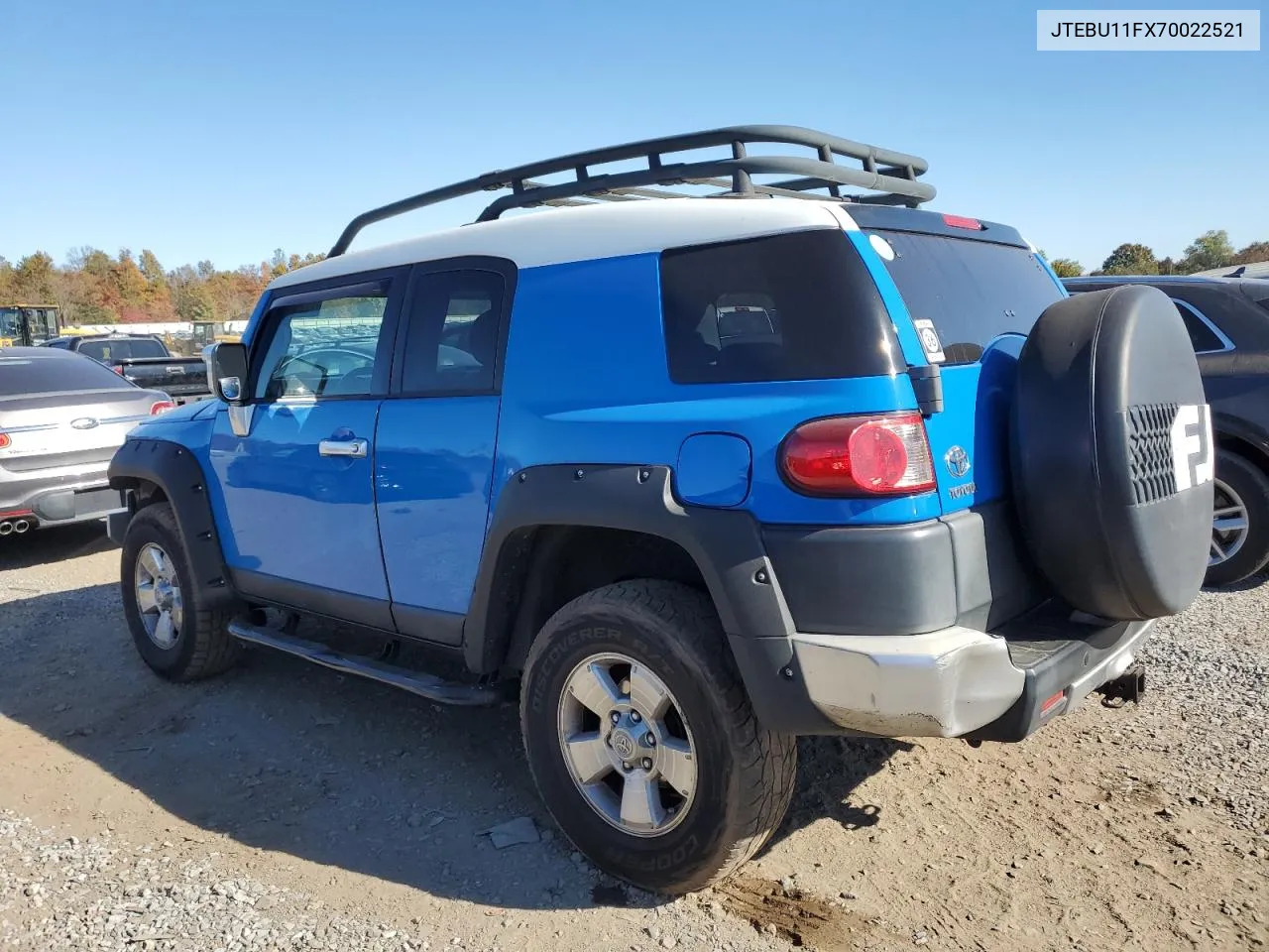 2007 Toyota Fj Cruiser VIN: JTEBU11FX70022521 Lot: 72230194