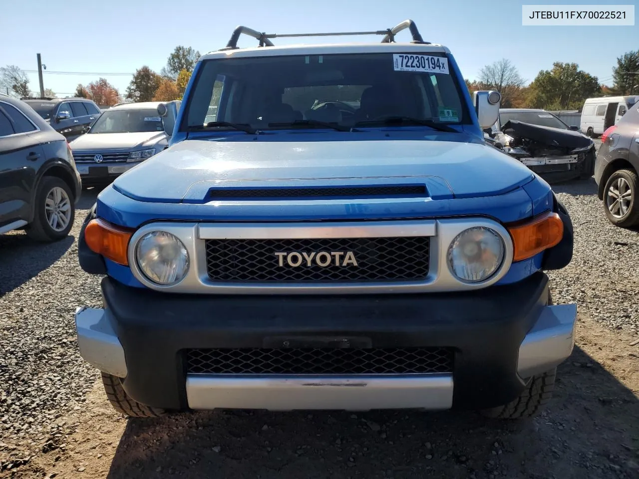 2007 Toyota Fj Cruiser VIN: JTEBU11FX70022521 Lot: 72230194