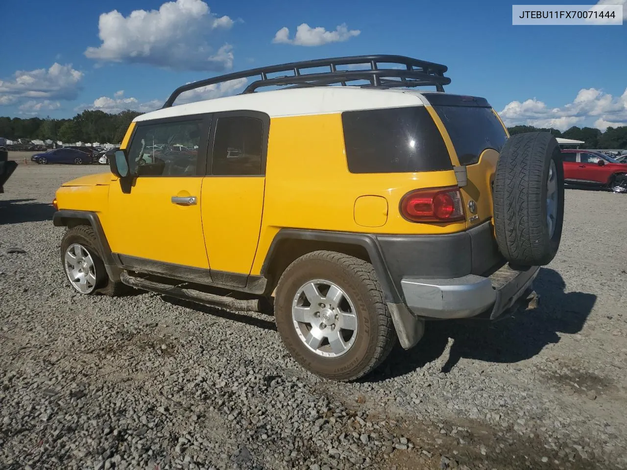 2007 Toyota Fj Cruiser VIN: JTEBU11FX70071444 Lot: 73039654