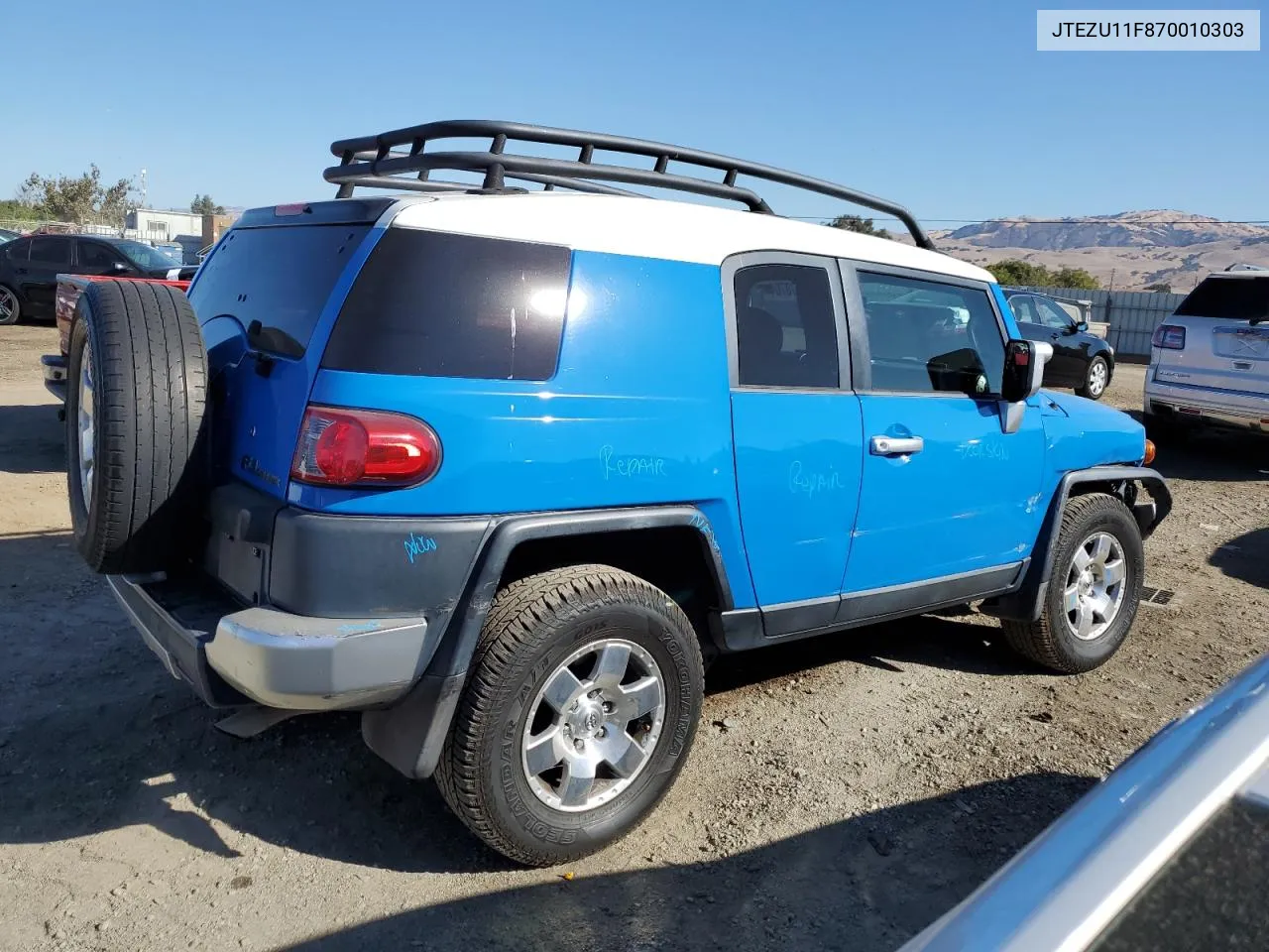 2007 Toyota Fj Cruiser VIN: JTEZU11F870010303 Lot: 73670704