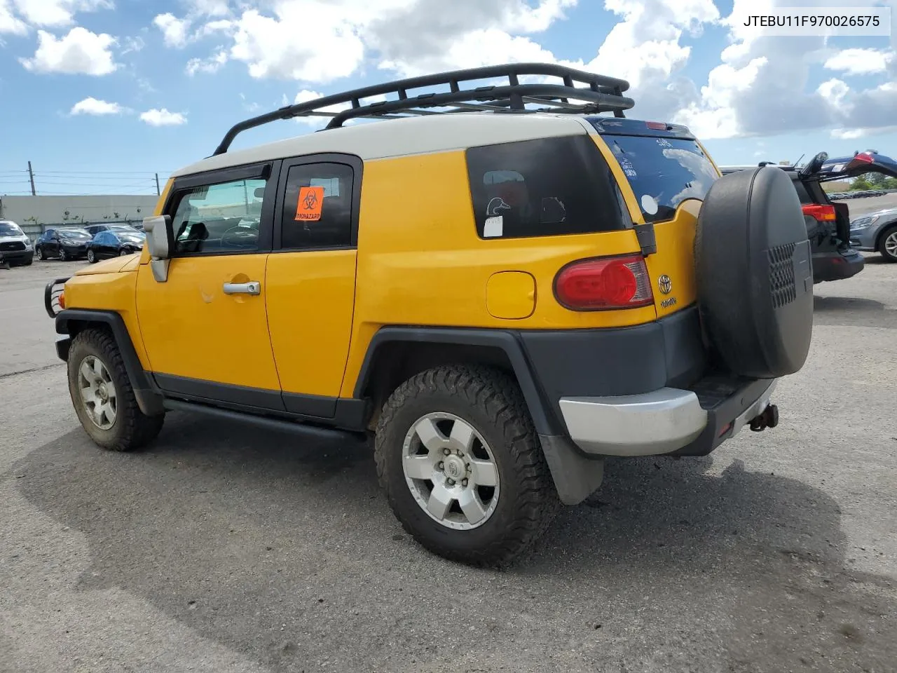 2007 Toyota Fj Cruiser VIN: JTEBU11F970026575 Lot: 74043094