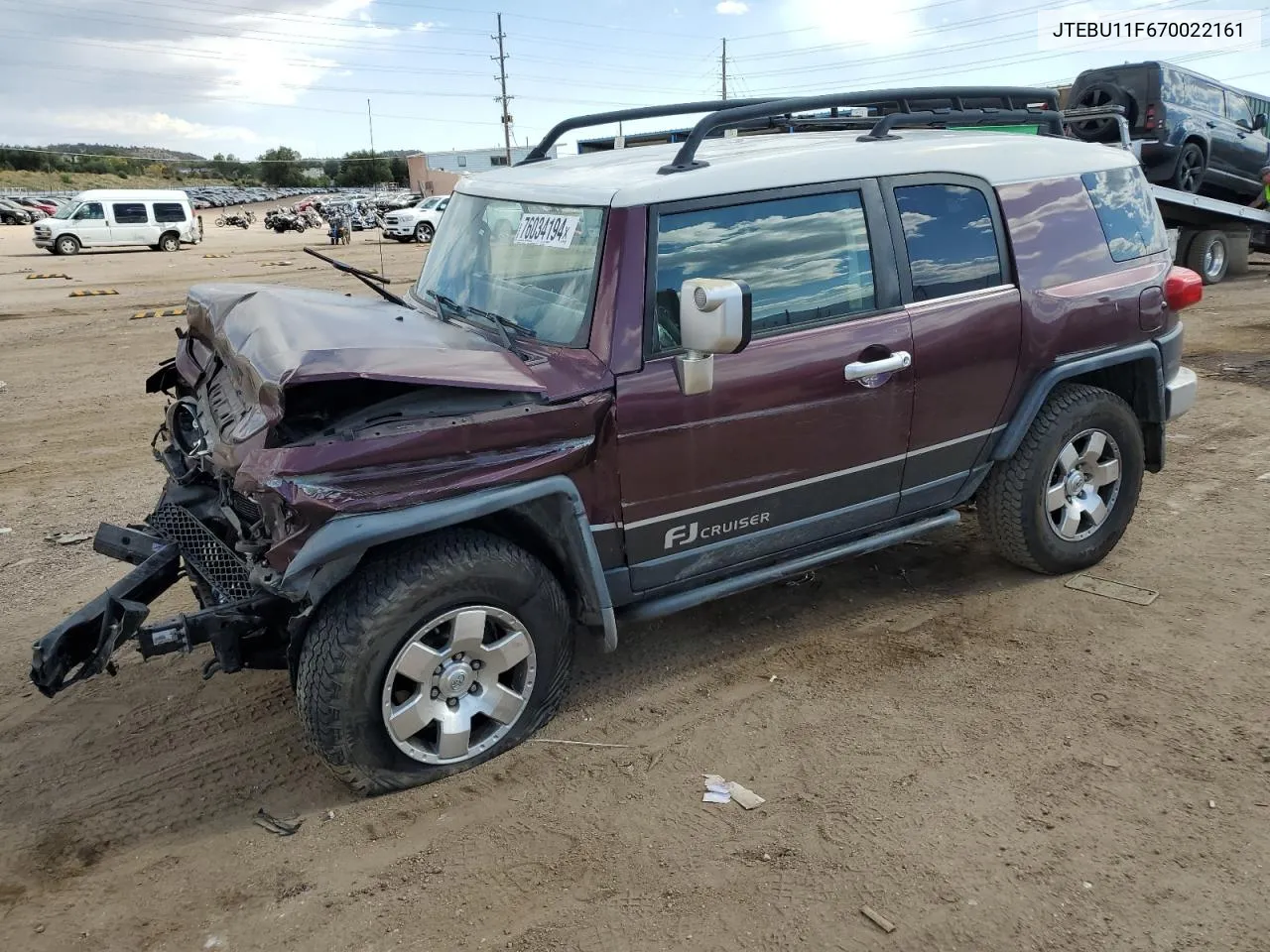 2007 Toyota Fj Cruiser VIN: JTEBU11F670022161 Lot: 76034194