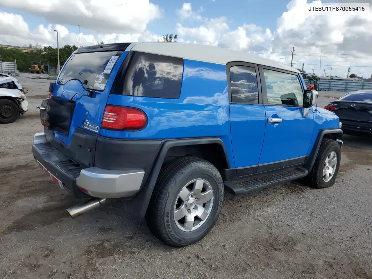 2007 Toyota Fj Cruiser VIN: JTEBU11F870065416 Lot: 77392174