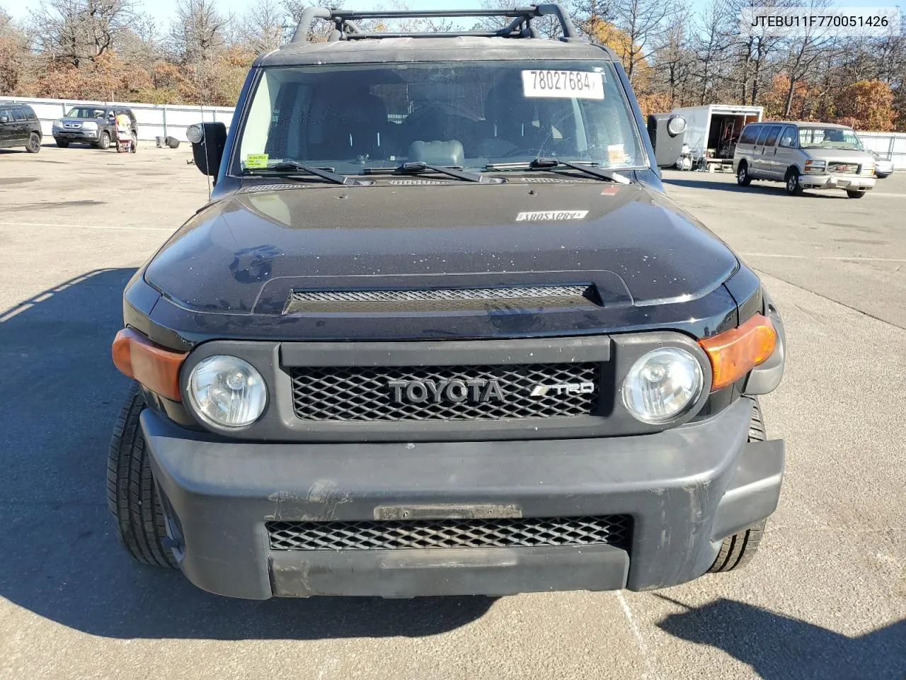 2007 Toyota Fj Cruiser VIN: JTEBU11F770051426 Lot: 78027684