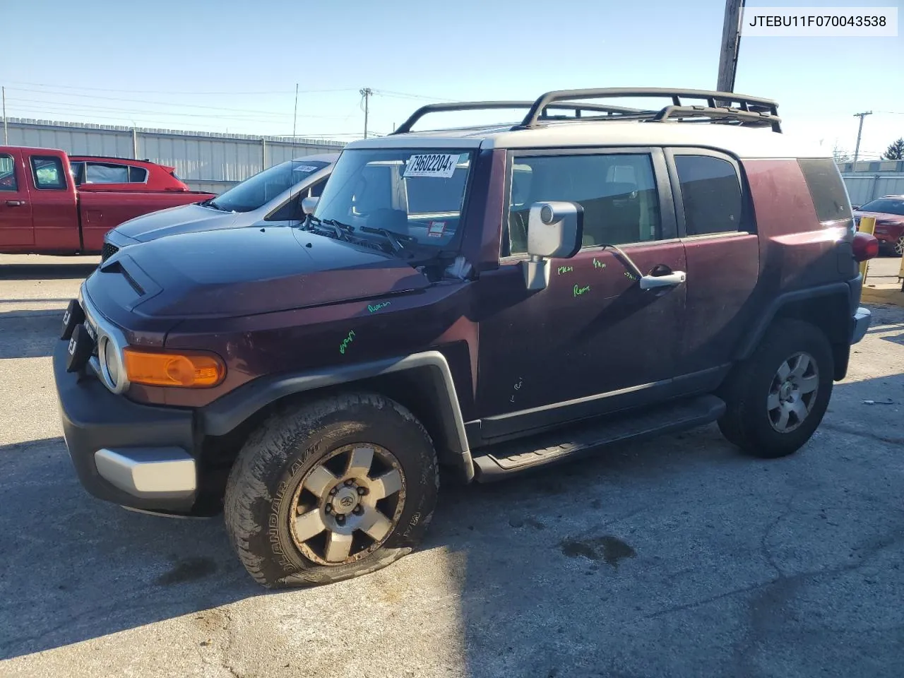 2007 Toyota Fj Cruiser VIN: JTEBU11F070043538 Lot: 79602204