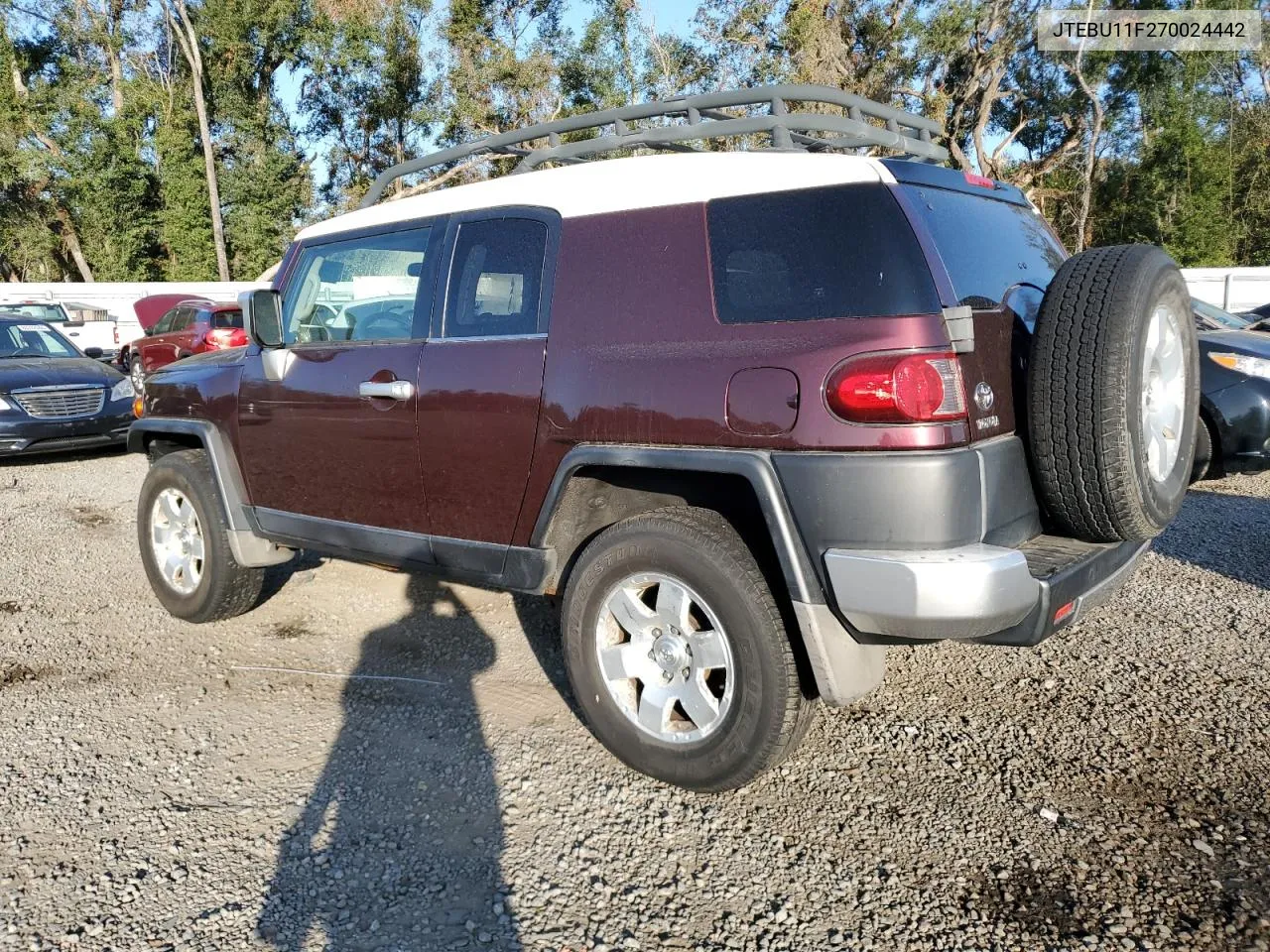 2007 Toyota Fj Cruiser VIN: JTEBU11F270024442 Lot: 79682764