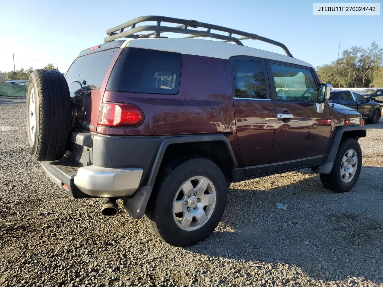 2007 Toyota Fj Cruiser VIN: JTEBU11F270024442 Lot: 79682764